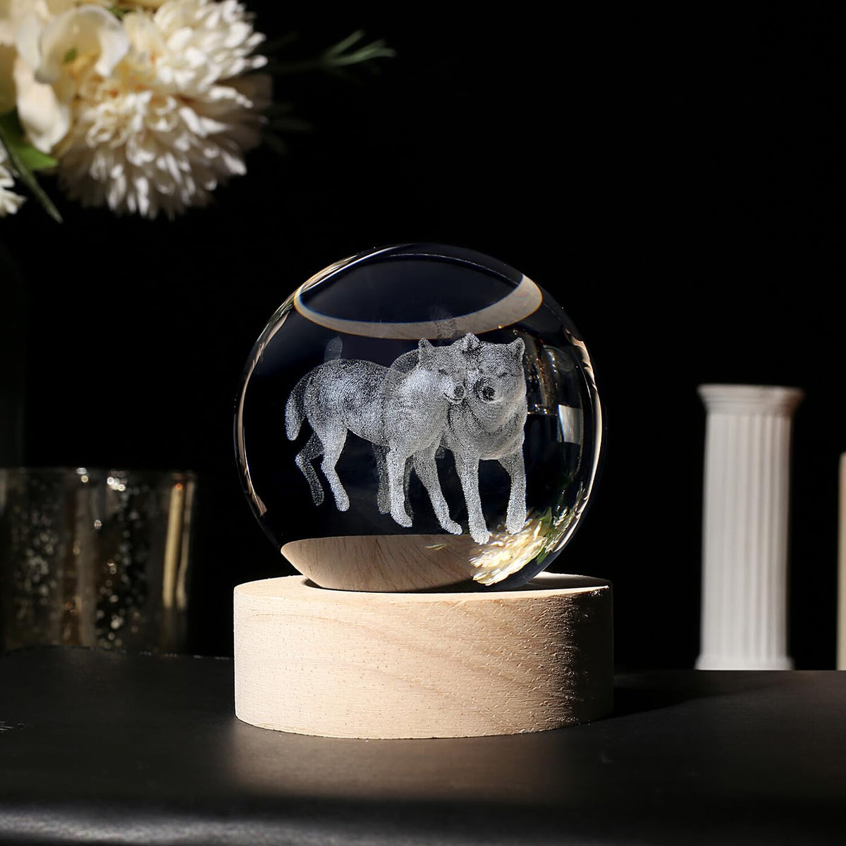 Glass Christmas Reindeer 3D Crystal Ball Christmas Ornaments