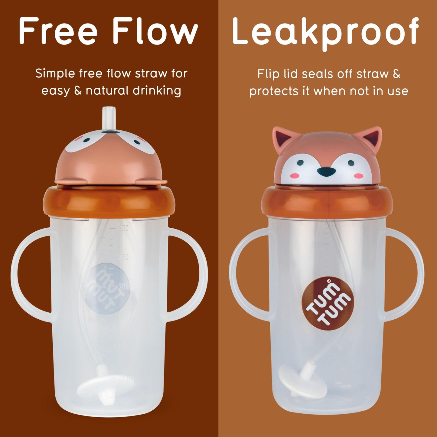 TUM TUM Tippy Up Free Flow Sippy Cup (No Valve), Sippy Cup for Toddlers, 200ml, BPA Free (Betsy Bear S3)