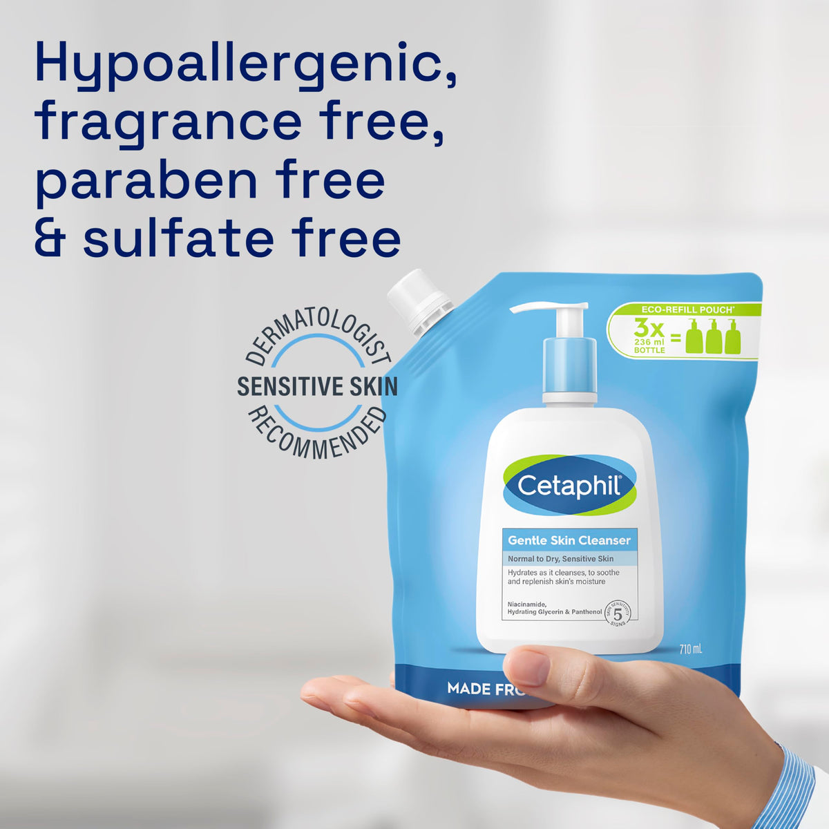 Cetaphil Gentle Skin Cleanser, 473ml, Face & Body Wash, For Normal To Dry Sensitive Skin, With Niacinamide & Glycerin, Soap Free, Packaging May Vary