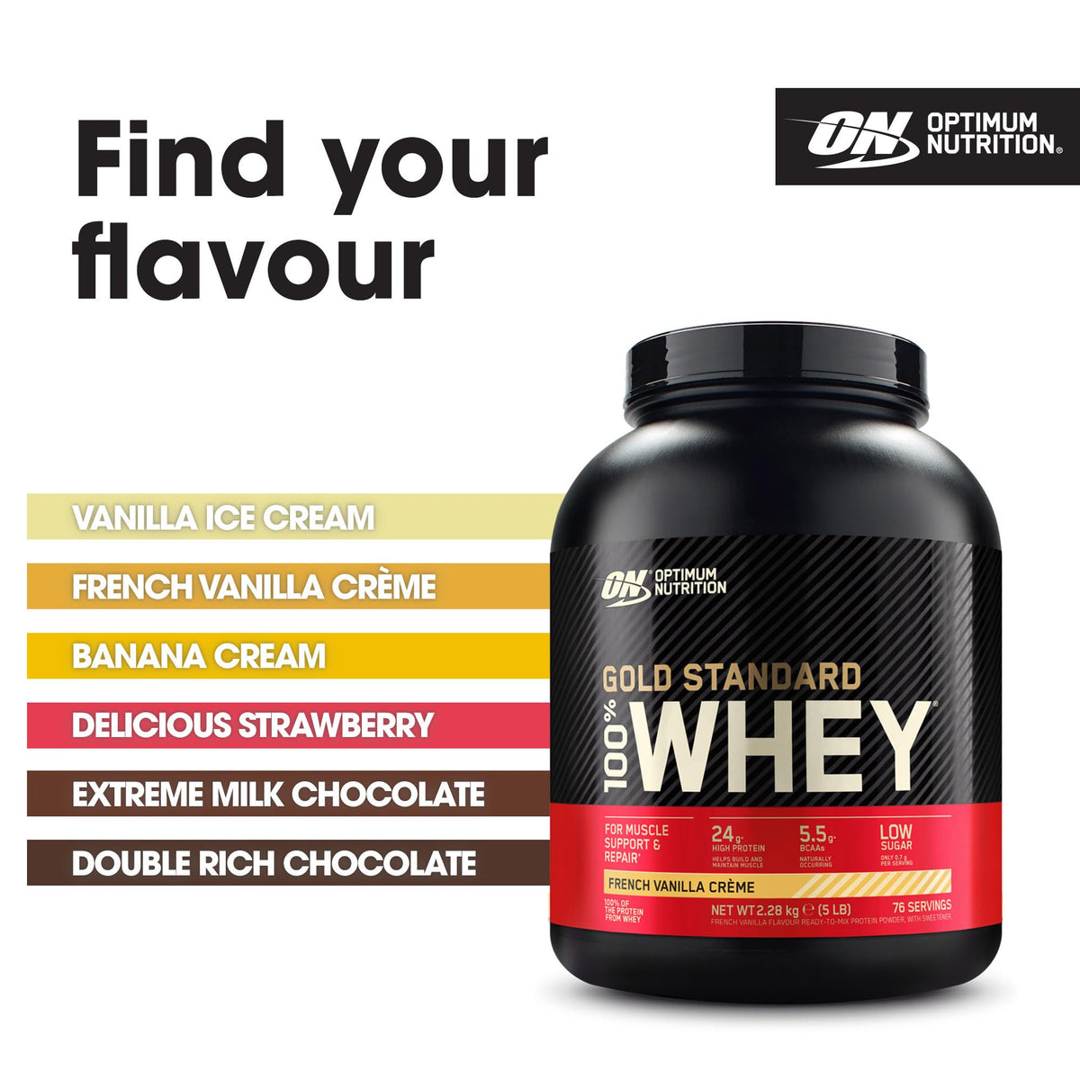 Optimum Nutrition Gold Standard 100% Whey Muscle Building and Recovery Protein Powder With Naturally Occurring Glutamine and BCAA Amino Acids, Double Rich Chocolate Flavour, Pack of 24, 24 x 31g