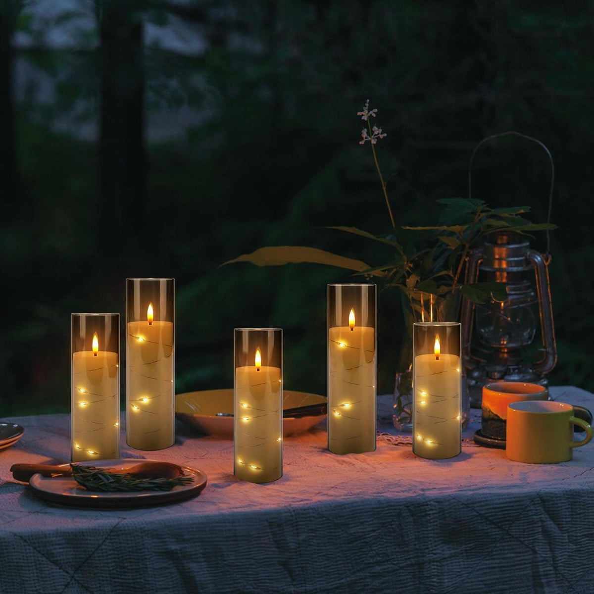 LIVEN Flickering Flameless Candles Battery Operated with Remote,Led Pillar Candles with Realistic Moving Wick Candles for Halloween,Christmas,Home Decor Pack of 12 (D2.2 xH 5" 6" 7")(White)