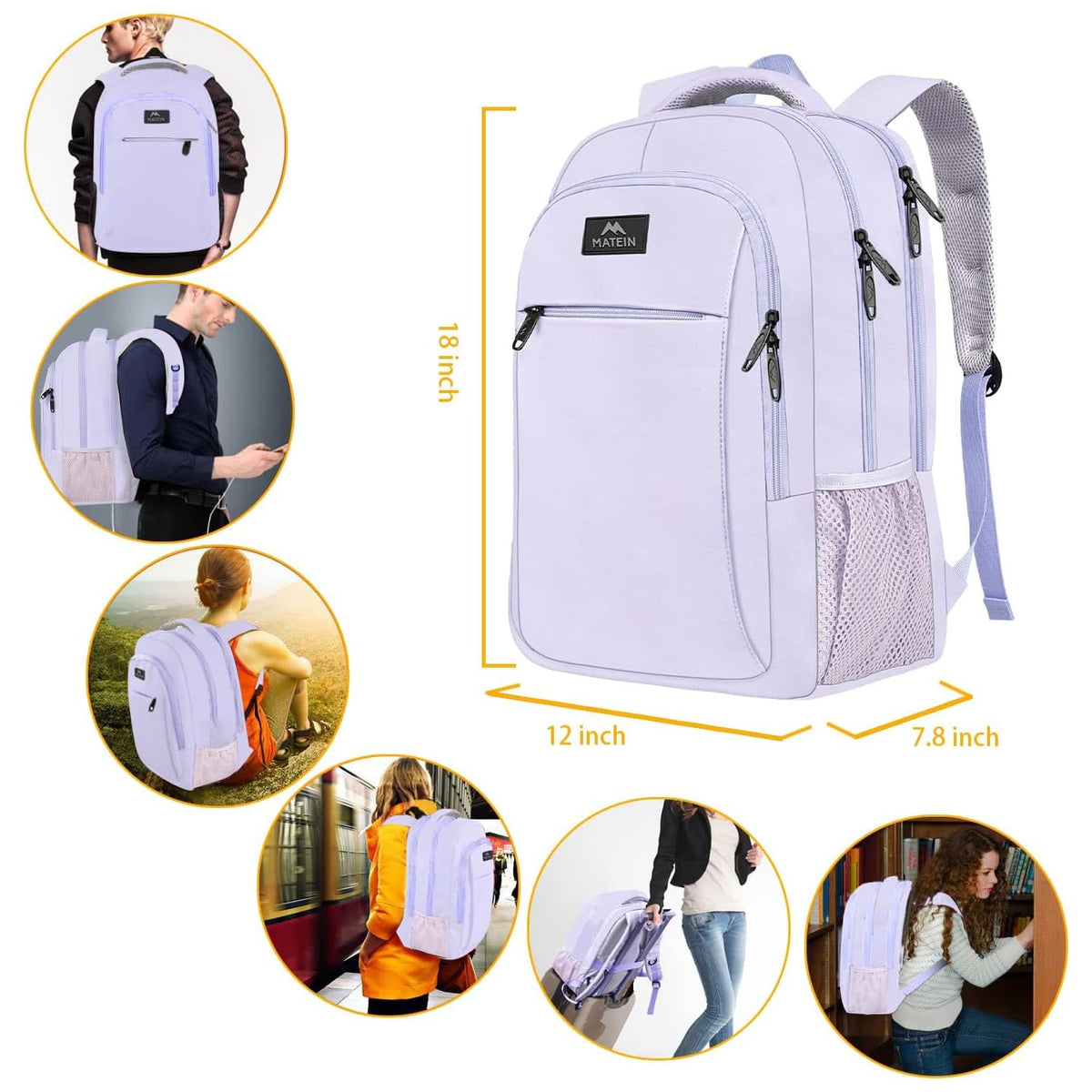 MATEIN Travel Laptop Backpack, Work Bag Laptop Bag, Rucksack for Men Work