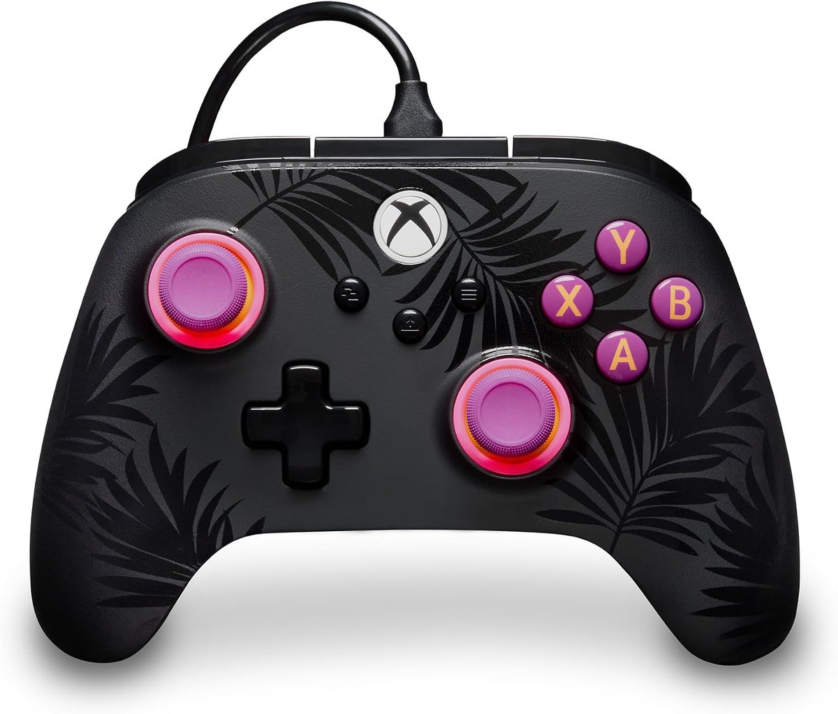 PowerA Advantage Plus Wired Controller for Xbox Series X|S - Moonlit Palms, officially licensed, adjustable height thumbsticks, hall effect, mappable buttons, works with Xbox One and Windows 10/11 PC