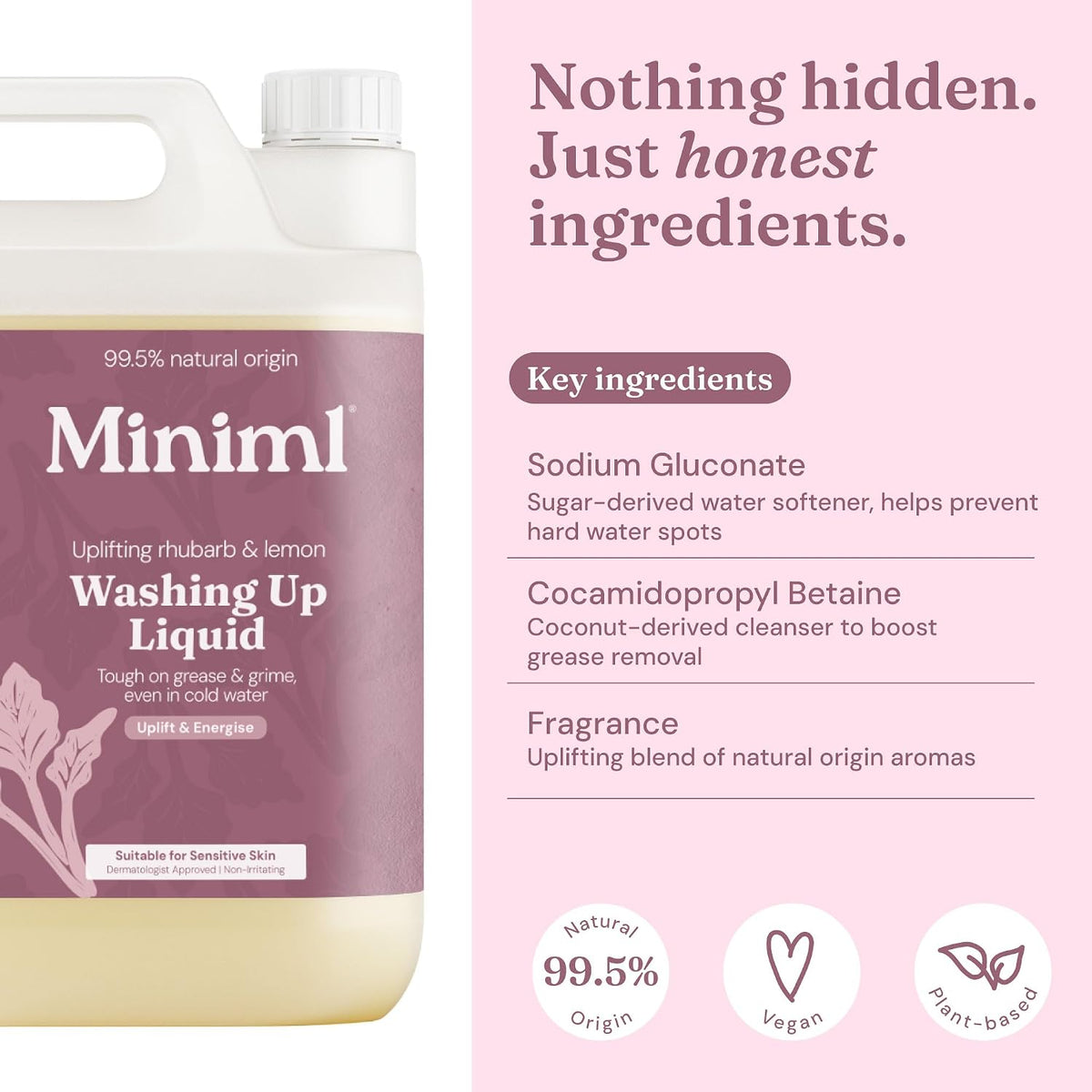Miniml Eco Washing Up Liquid 5L Refill – Wild Rhubarb & Lemon