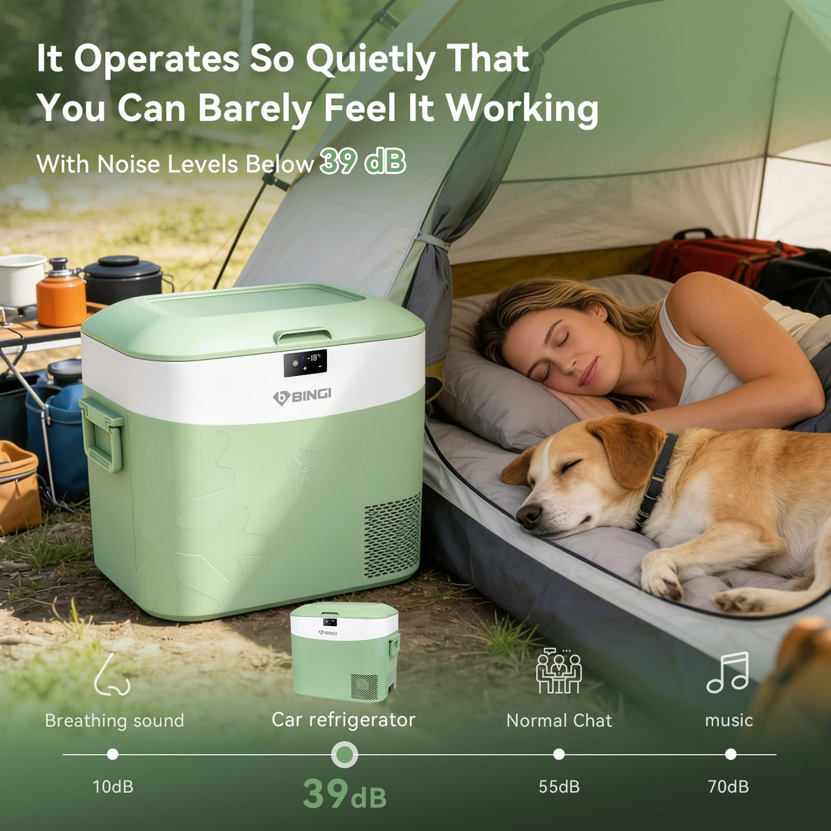 BINGI 12.8L Car Fridge Freezer Portable Compressor Cooler, 12V/24V DC & 100-240V AC Mini Refrigerator for Camping, RV, Truck, Boat, Travel, Picnic, Home Use (-18℃ to 15℃)