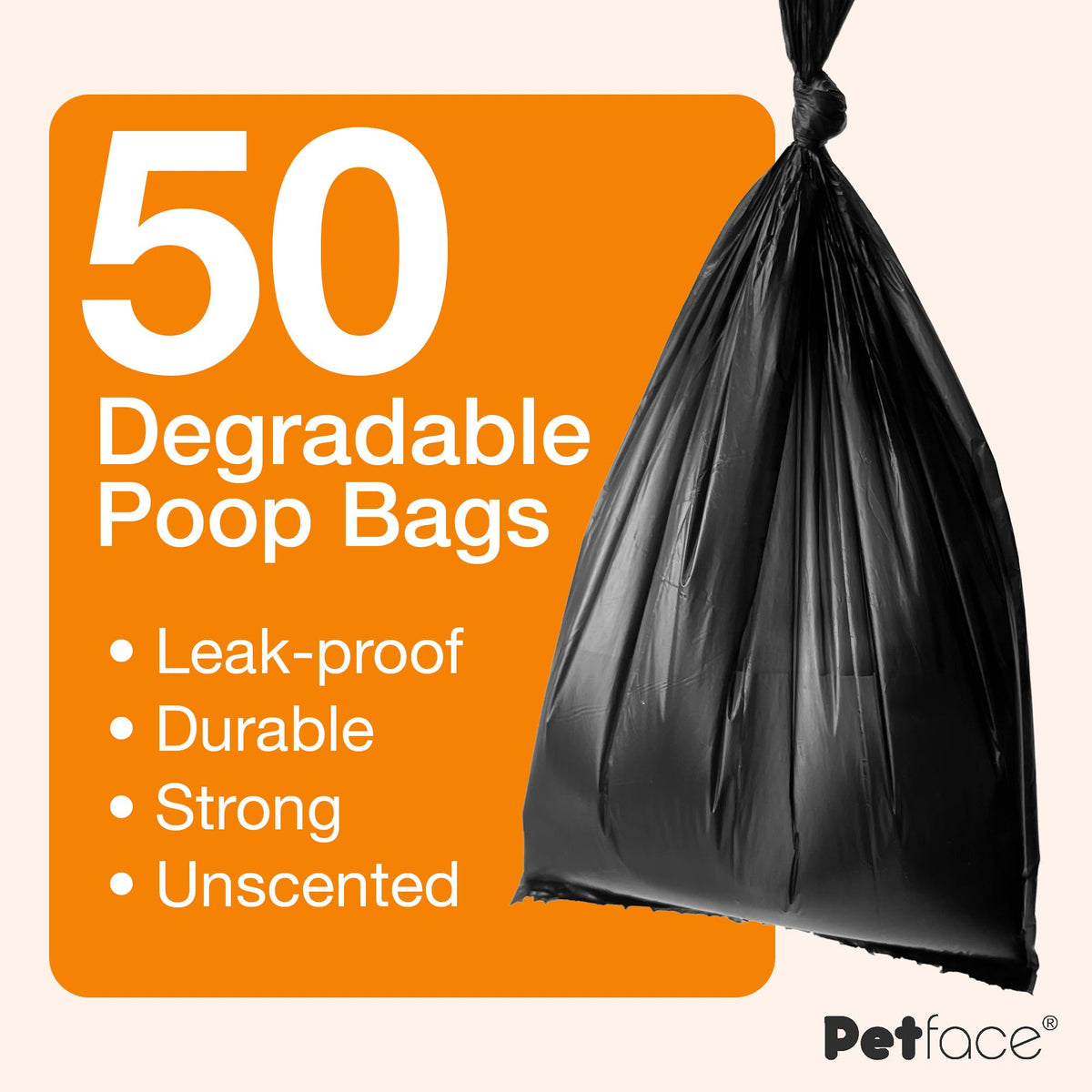 Petface No Mess Degradable Poop Bags With Tie Handles (Pack of 100)
