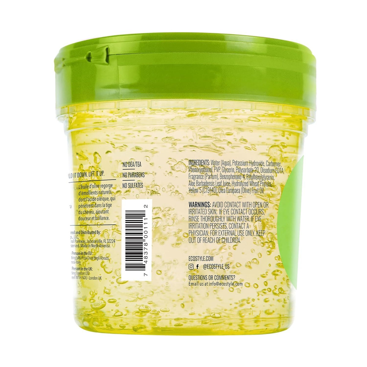 Eco Style Olive Oil Hair Styling Gel, Hydrate and Style, Green, 946 ml (Pack of 5)
