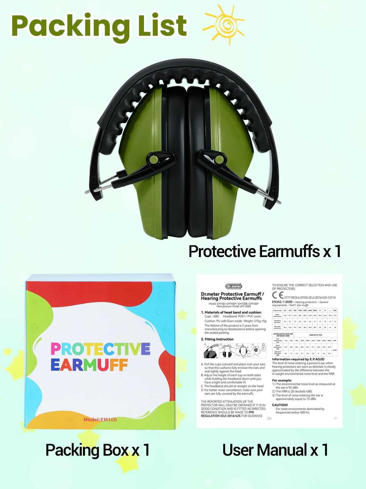 Dr.meter Ear Defenders Children SNR 27.4dB for Autism, Sensory Needs