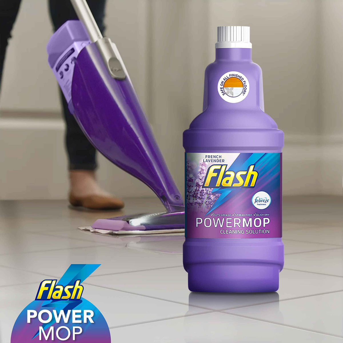 Flash Power Spray Mop Floor Cleaner Liquid Citrus 4x1.25L