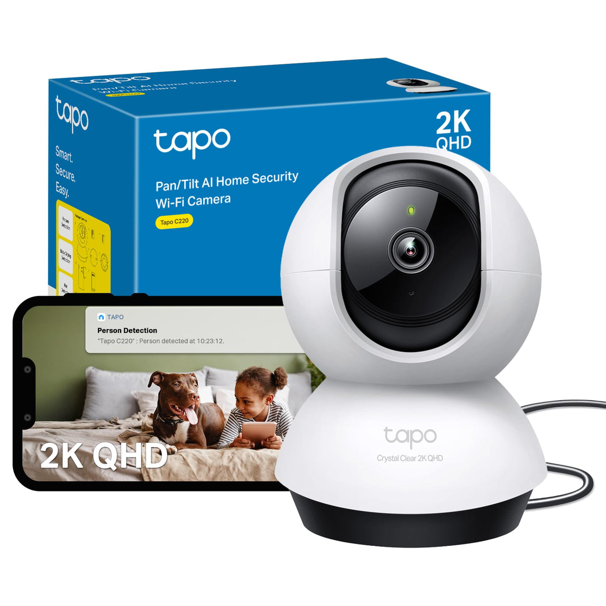Tapo C210 2K 3MP Pan/Tilt Indoor Security Camera Pet Camera House Security