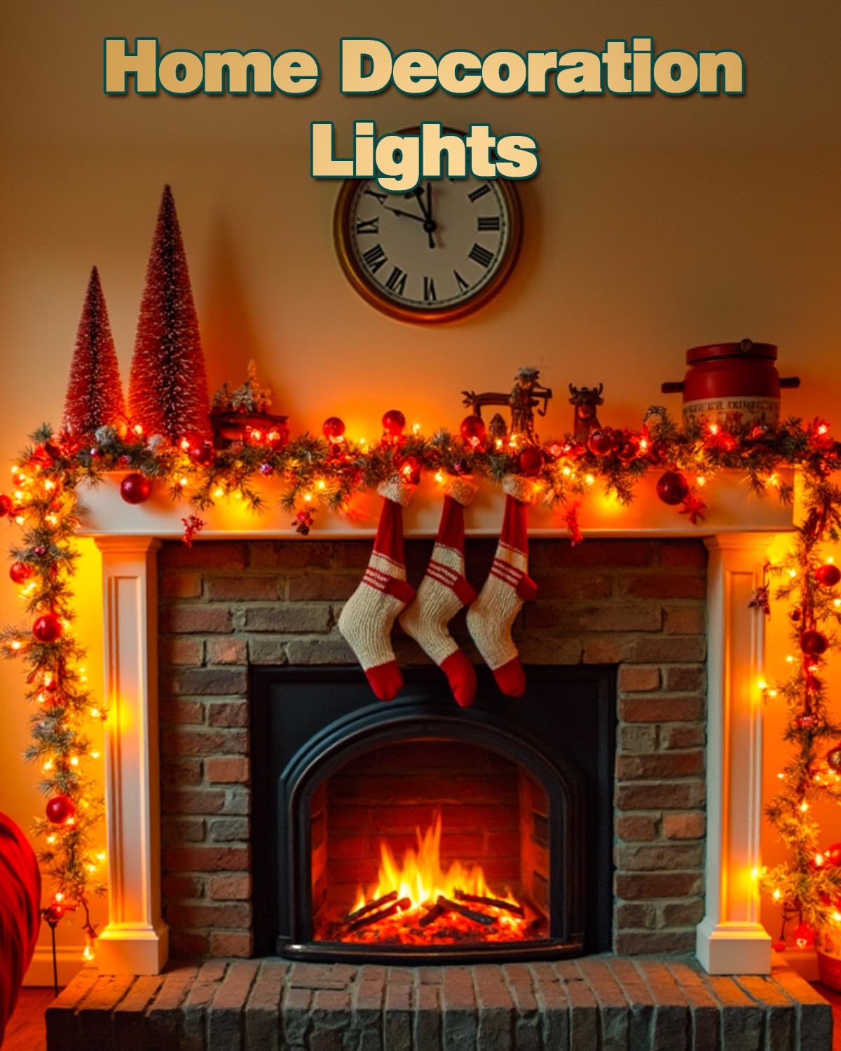 Dalugo Halloween Decoration Lights, 5M 50 LED Orange Purple White Fairy Lights with Timer, IP65 Waterproof Battery Powered Lights for Indoor Outdoor Autumn Halloween Decorations(Green Wire)