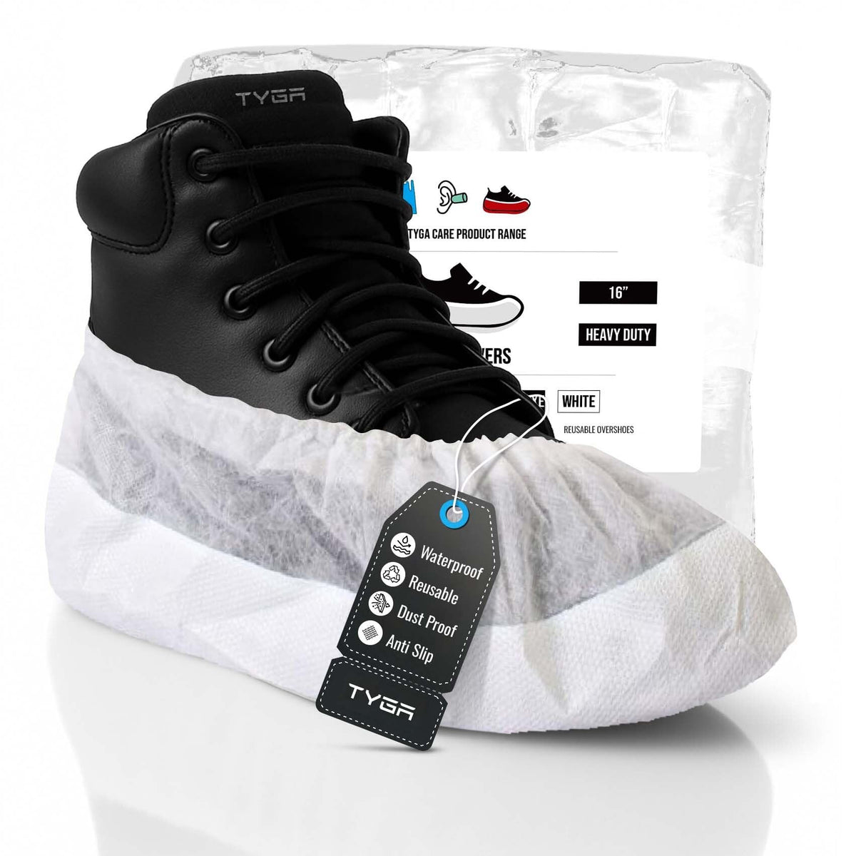 TYGA 20 Pieces Waterproof Reusable Shoe Covers - Blue
