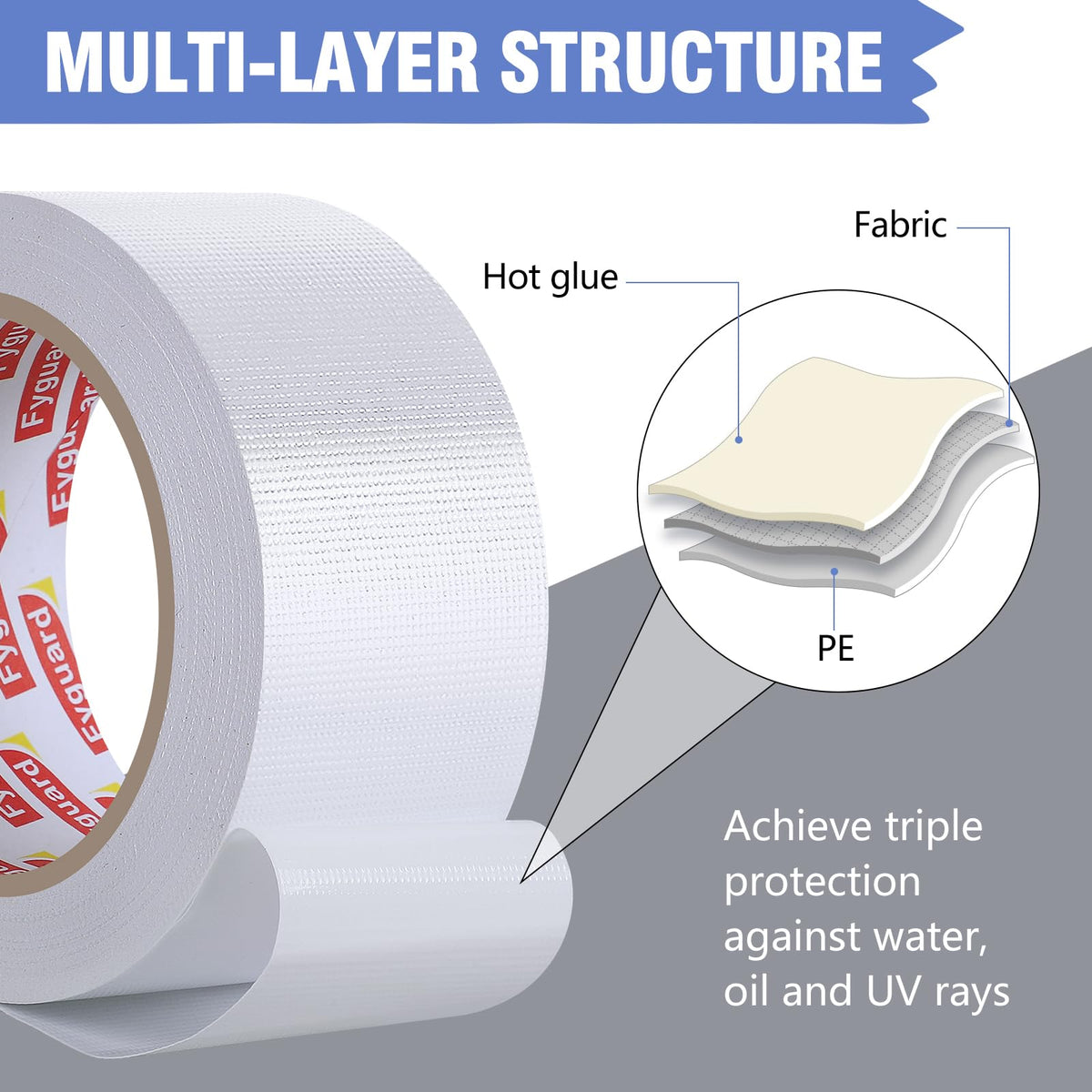 3 Rolls Duct Tape 48mm x 18m 8.5Mil, Silver Gaffer Tape 210μ