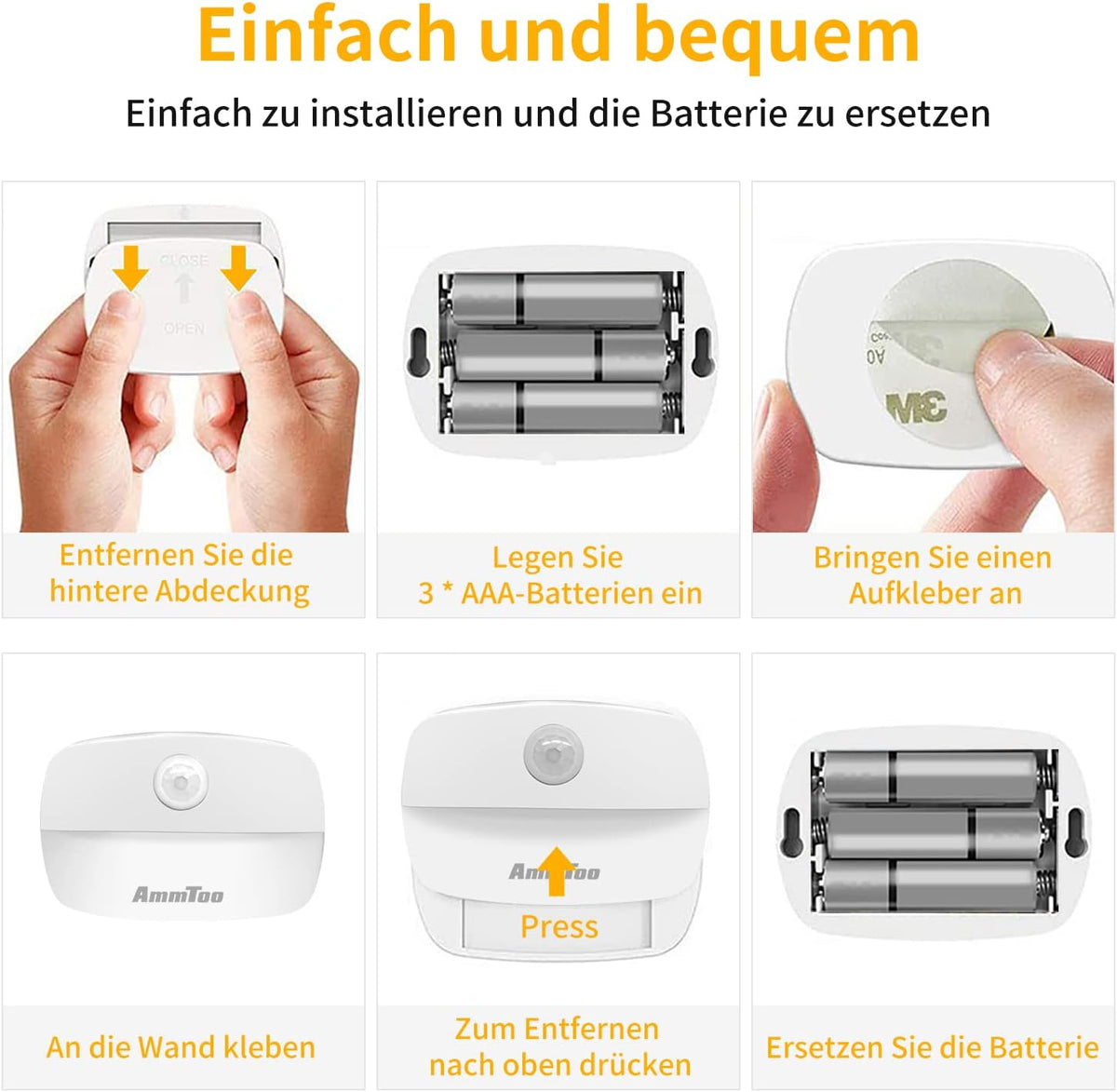 Motion Sensor Night Light, (4 Pack) Warm White Night Light Indoor Lamps