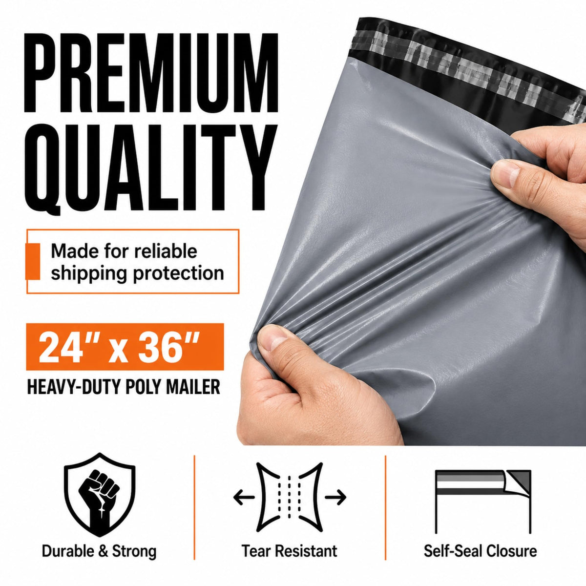 Large Postage Bags for Clothes Vinted - 25 Packs 17x24 Inch Mailing Bags, Self Seal Waterproof Parcel Bag - Heavy Duty Grey Poly Mailers for Packaging, Shipping & Delivery - (432 x 610 mm)