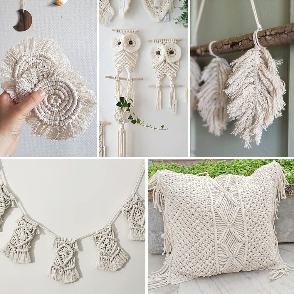 jijAcraft 4MM White Macrame Cord: 100M Cotton String Twine for Crafts