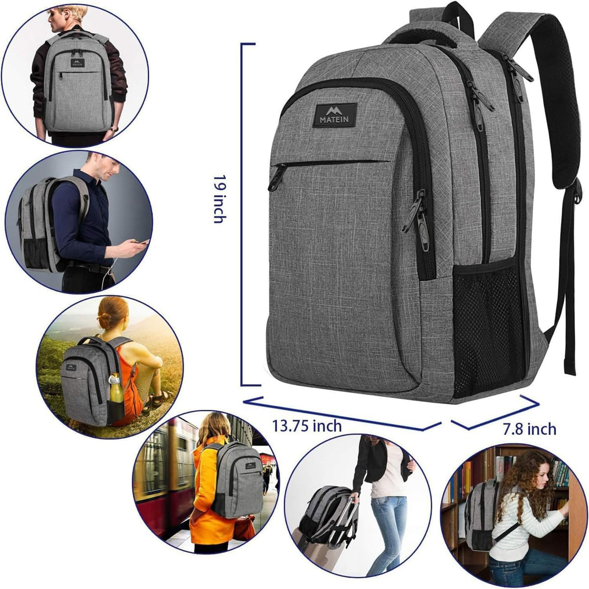 MATEIN Travel Laptop Backpack, Work Bag Laptop Bag, Rucksack for Men Work
