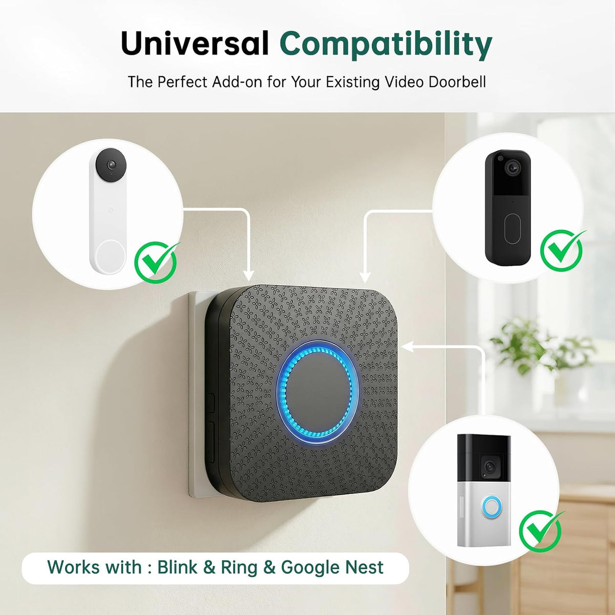 2 Pack Smart Wireless Doorbell Chime, 3 in 1 Doorbell Extender