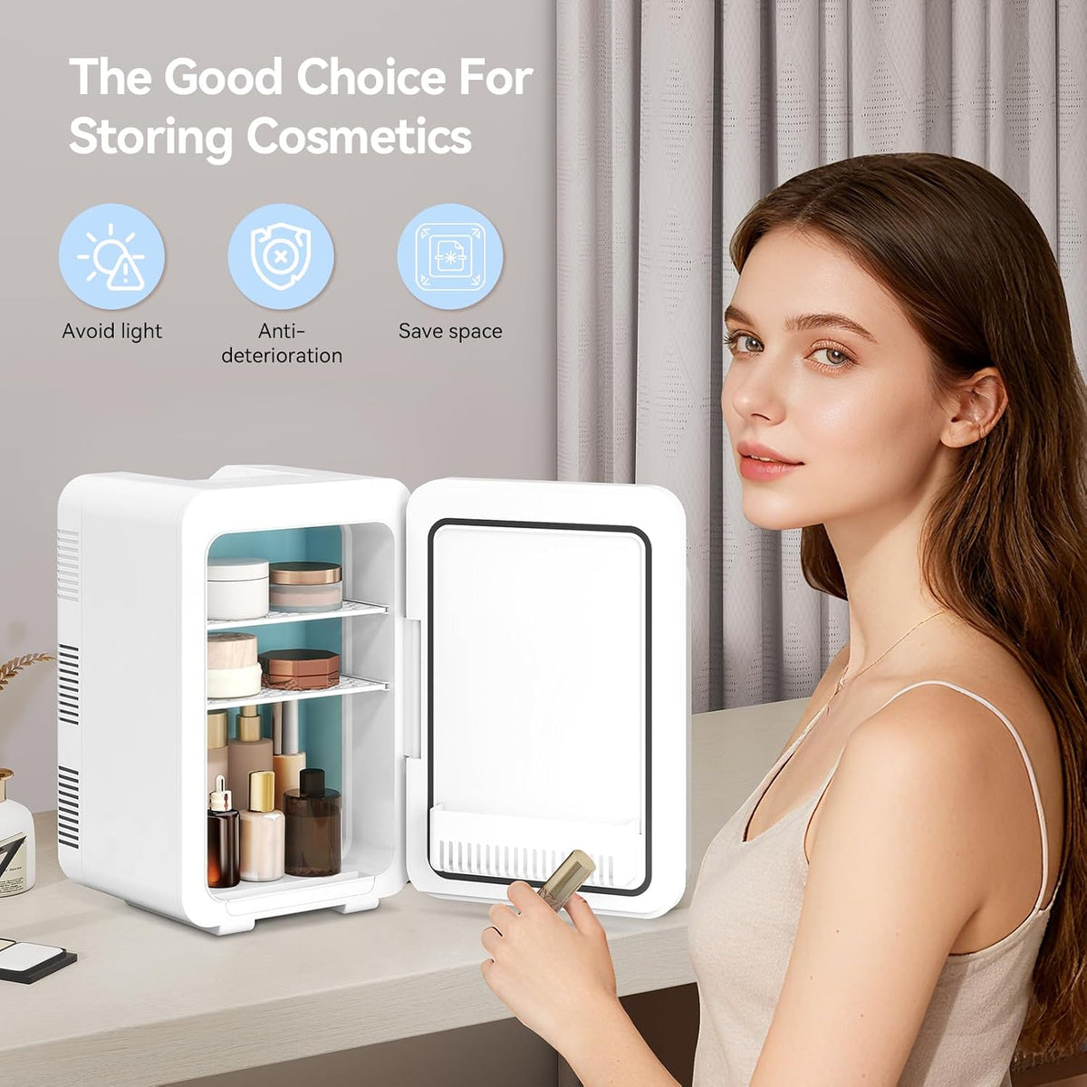 ARTETHYS Mini Fridge for Bedrooms, 10L Small Portable Car Fridges