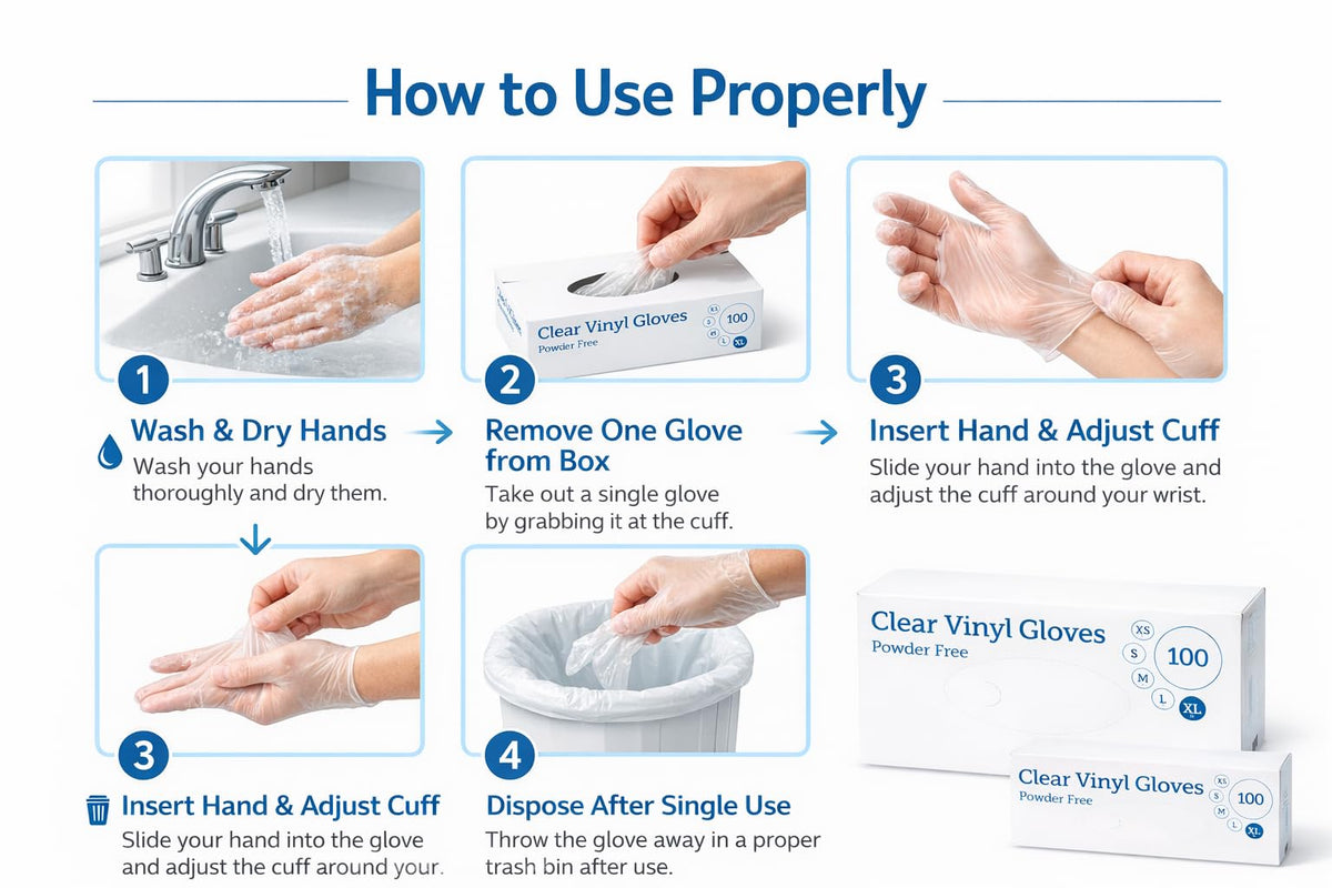 1ABOVE 100 Clear Vinyl Gloves Medium Latex-Free Powder-Free