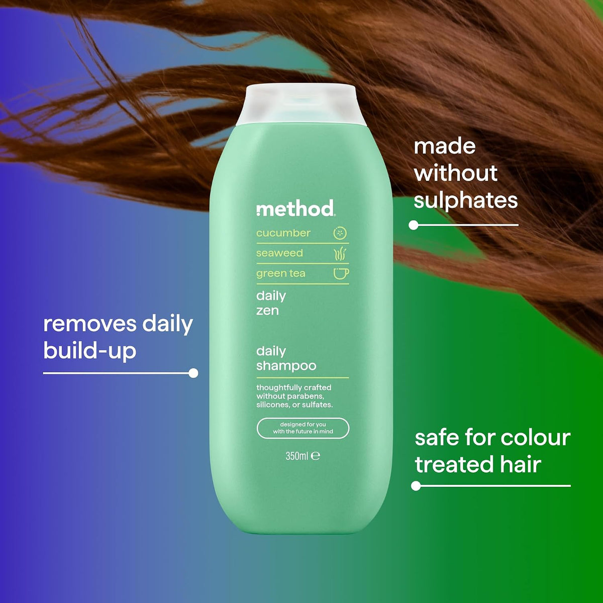 Method Daily Zen Shampoo, Cucumber & Green Tea, Sulphate Free, 350ml