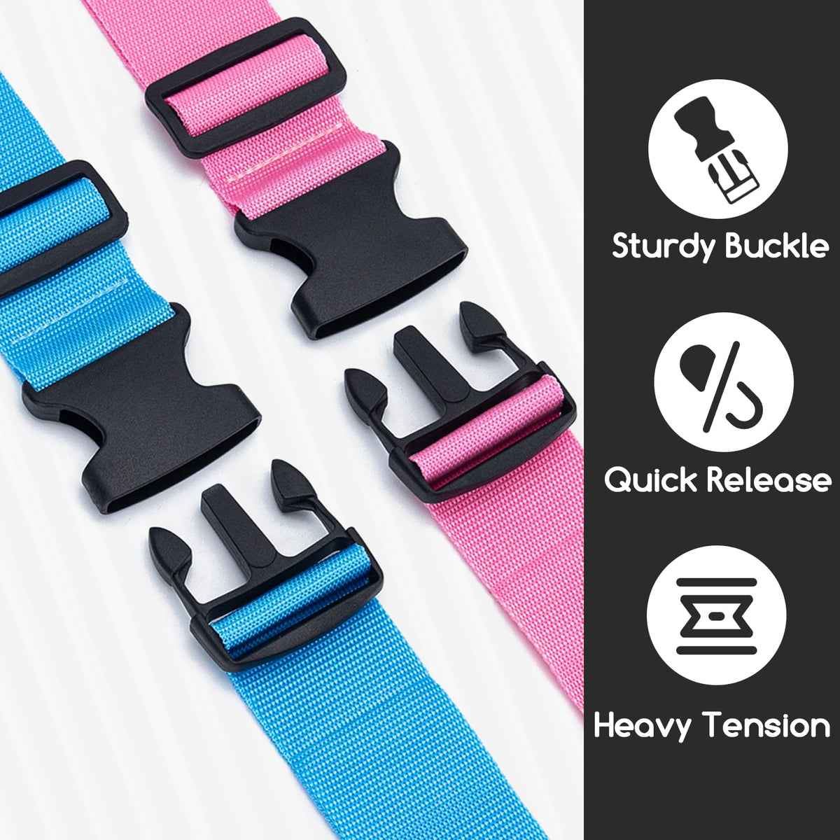 WISYOK Luggage Straps Extended, 4 Pack, 130-250cm Adjustable, Blue Orange