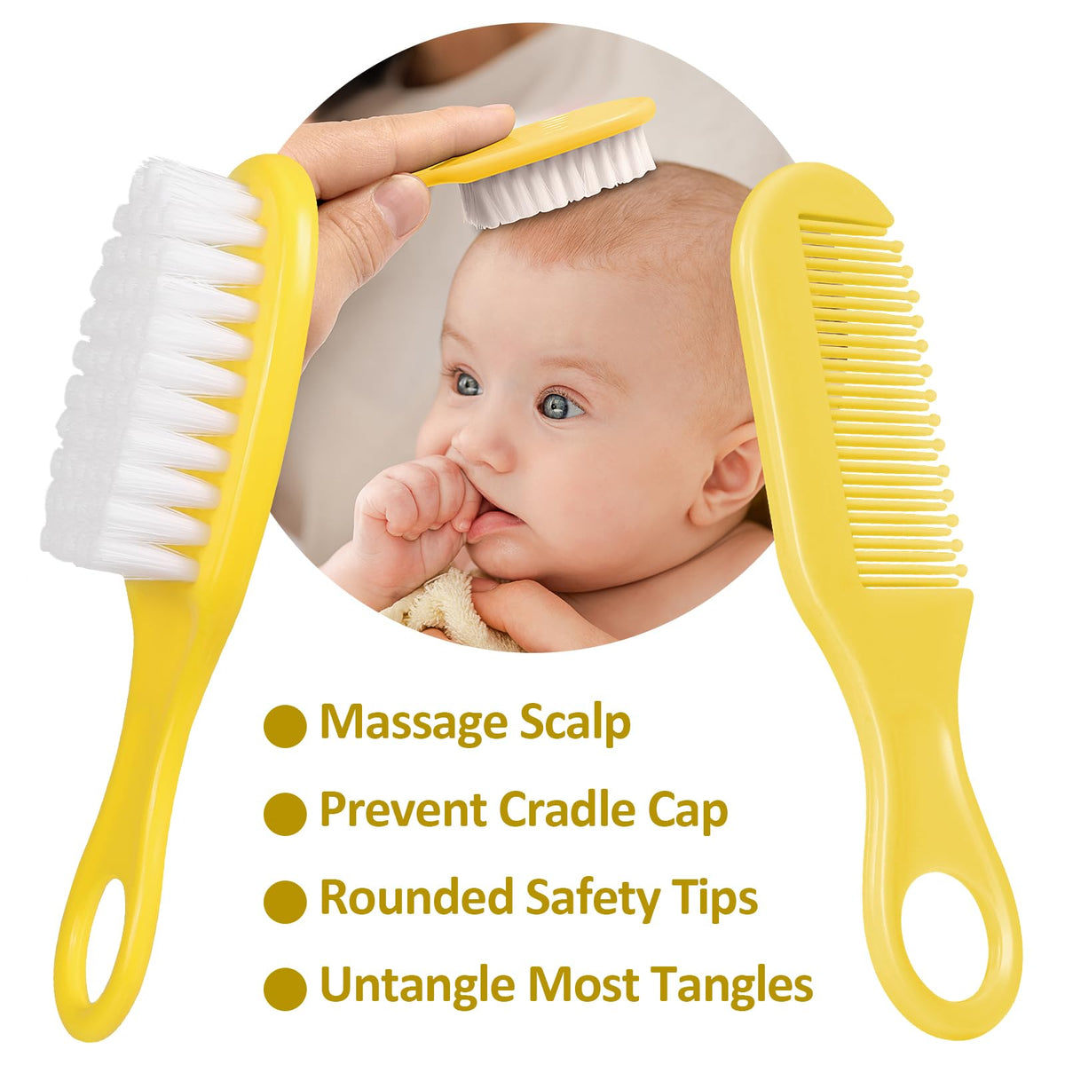 Qunlions life Infant Safety Care Set with Hair Brush Comb Nail Clipper, Baby Essentials Kit for Newborn Girls Boys (Grey White)