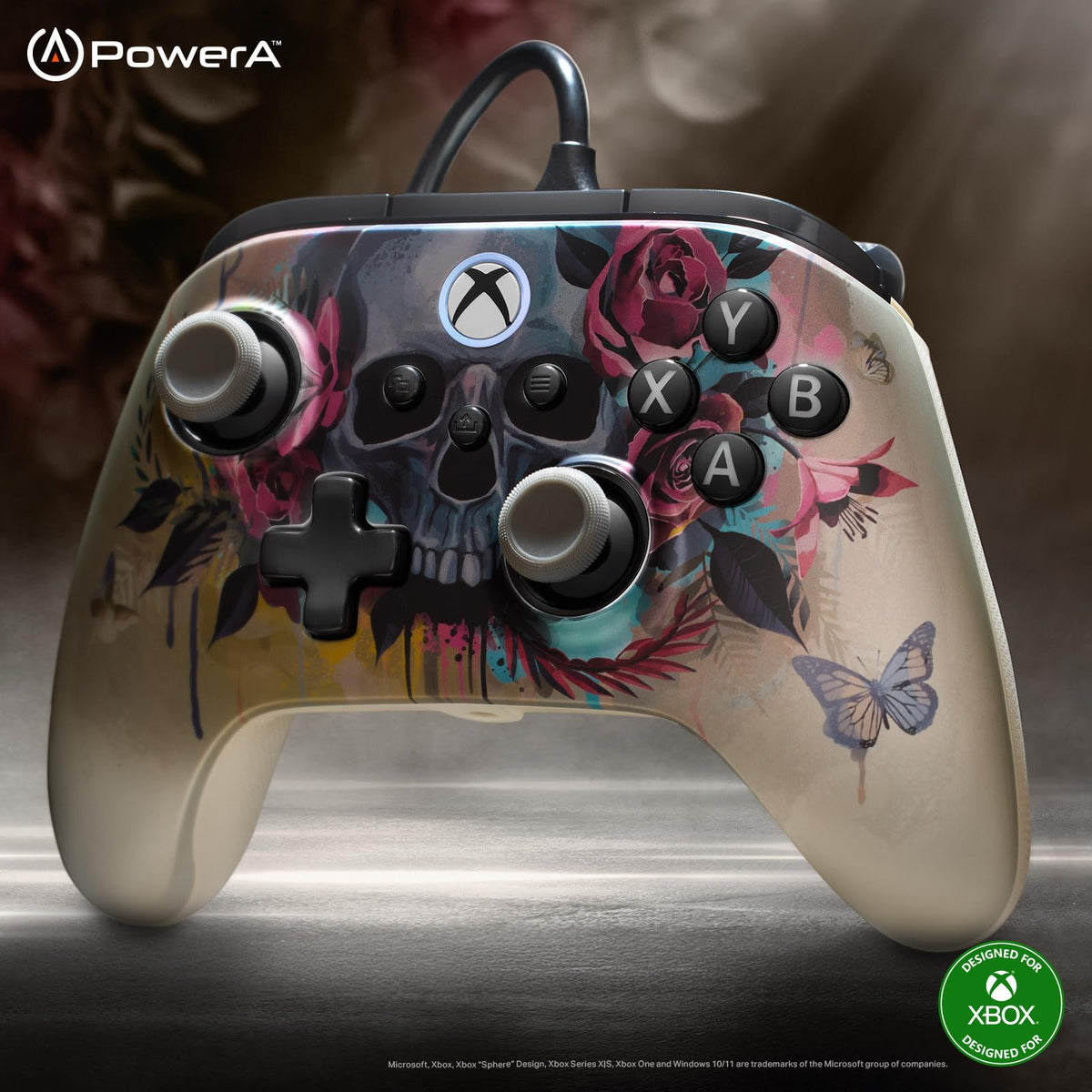 PowerA Advantage Plus Wired Controller for Xbox Series X|S - Moonlit Palms, officially licensed, adjustable height thumbsticks, hall effect, mappable buttons, works with Xbox One and Windows 10/11 PC