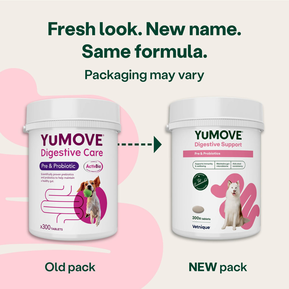 YuMOVE Digestive Care, Dog Pre and Probiotics Supplement for Gut Health, Digestive Support for All Ages and Breeds, 120 Tablets - Eco Friendly and Letter Box Ready Packaging
