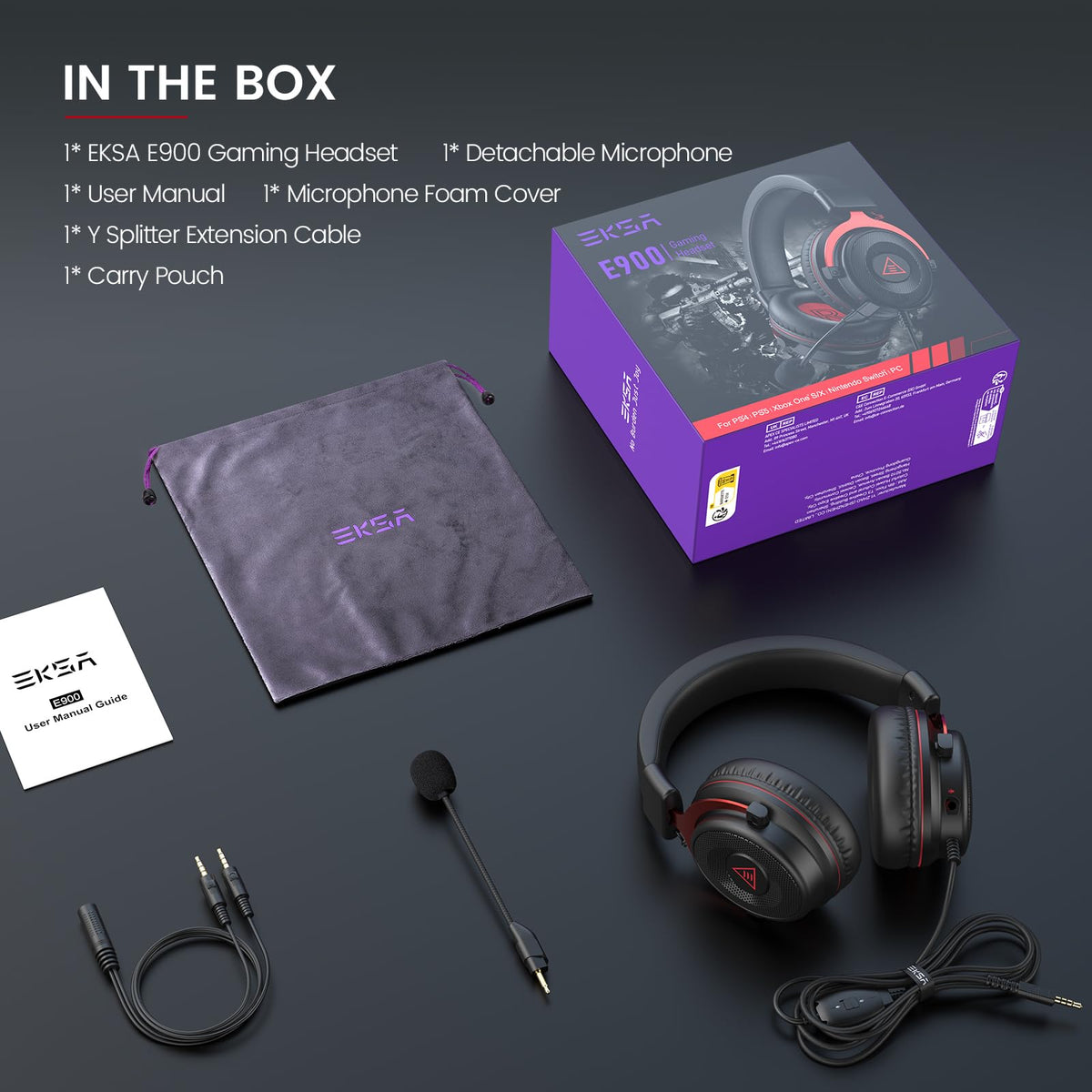 EKSA E900 Wired Gaming Headset for Xbox One - PC Headset with Detachable Noise Cancelling Microphone, 3D Stereo Sound 50mm Driver- Gaming Headphones for Xbox S/X, PS4 PS5, Switch, Laptop (Sliver)