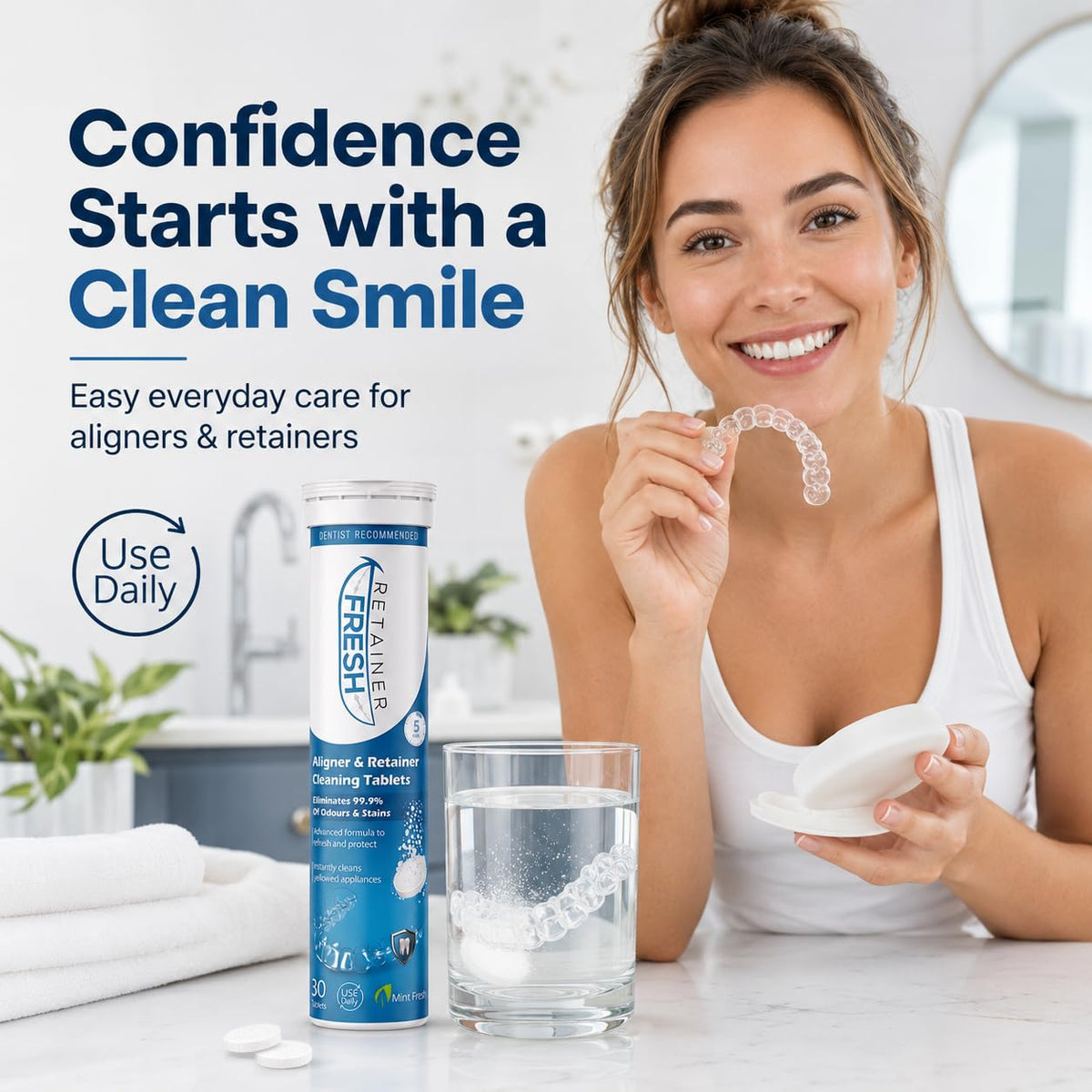 Retainer Fresh Retainer Cleaner Tablets 120 Tablets 4 Month Denture Cleaner