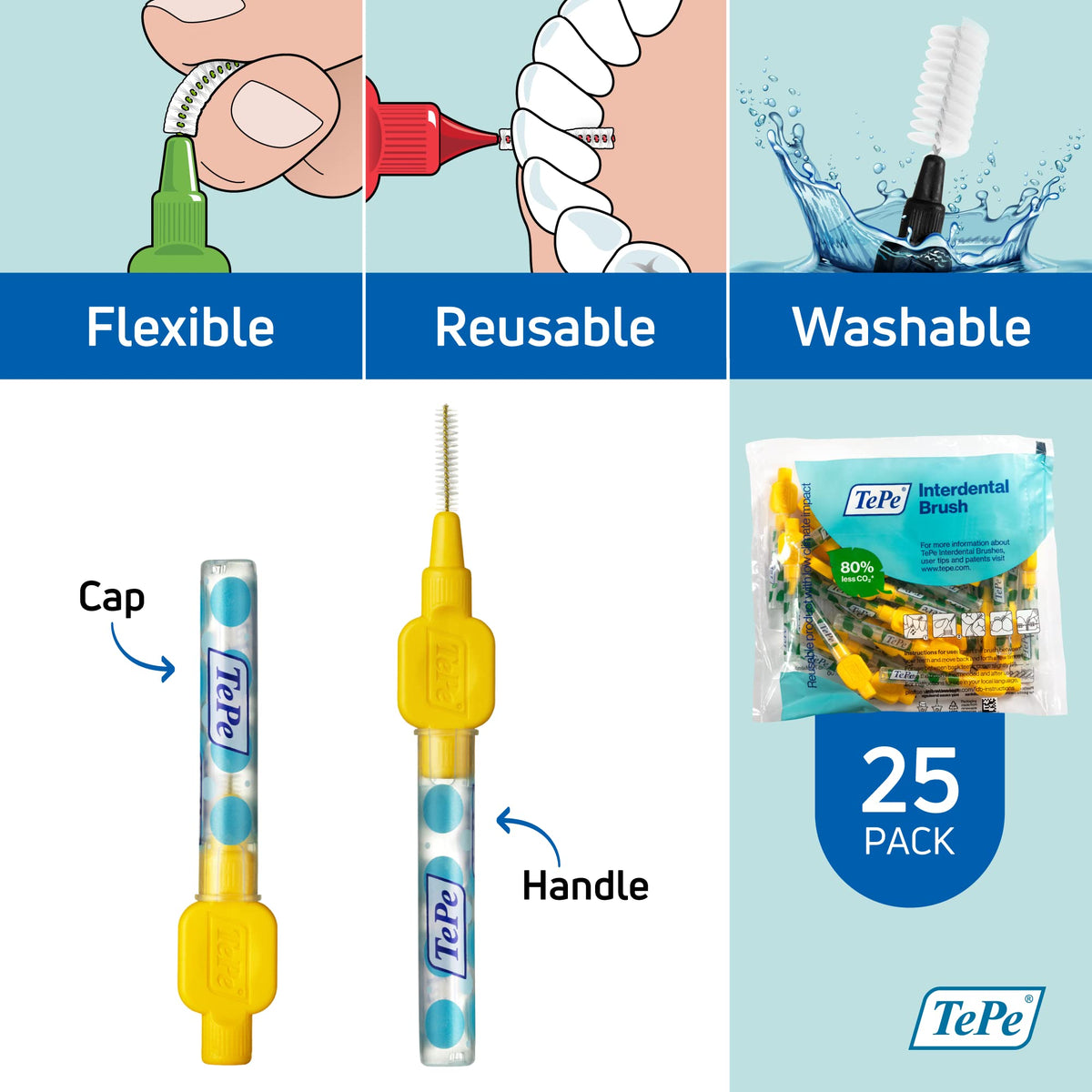 TePe Interdental Brush, Original, Blue, 0.6mm/ISO 3, 8pcs