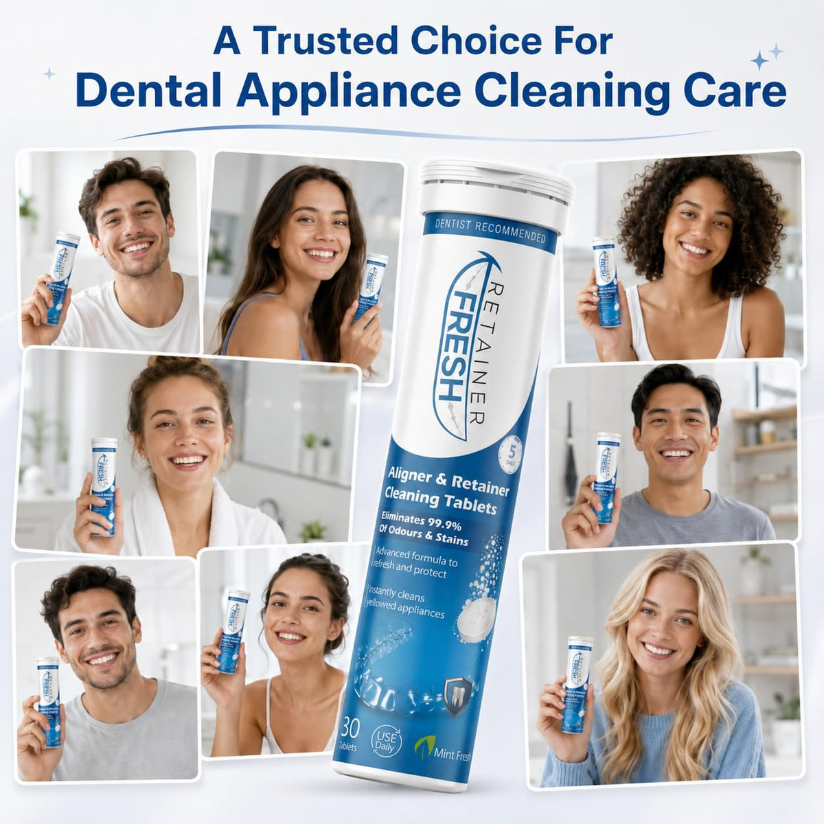 Retainer Fresh Retainer Cleaner Tablets 120 Tablets 4 Month Denture Cleaner