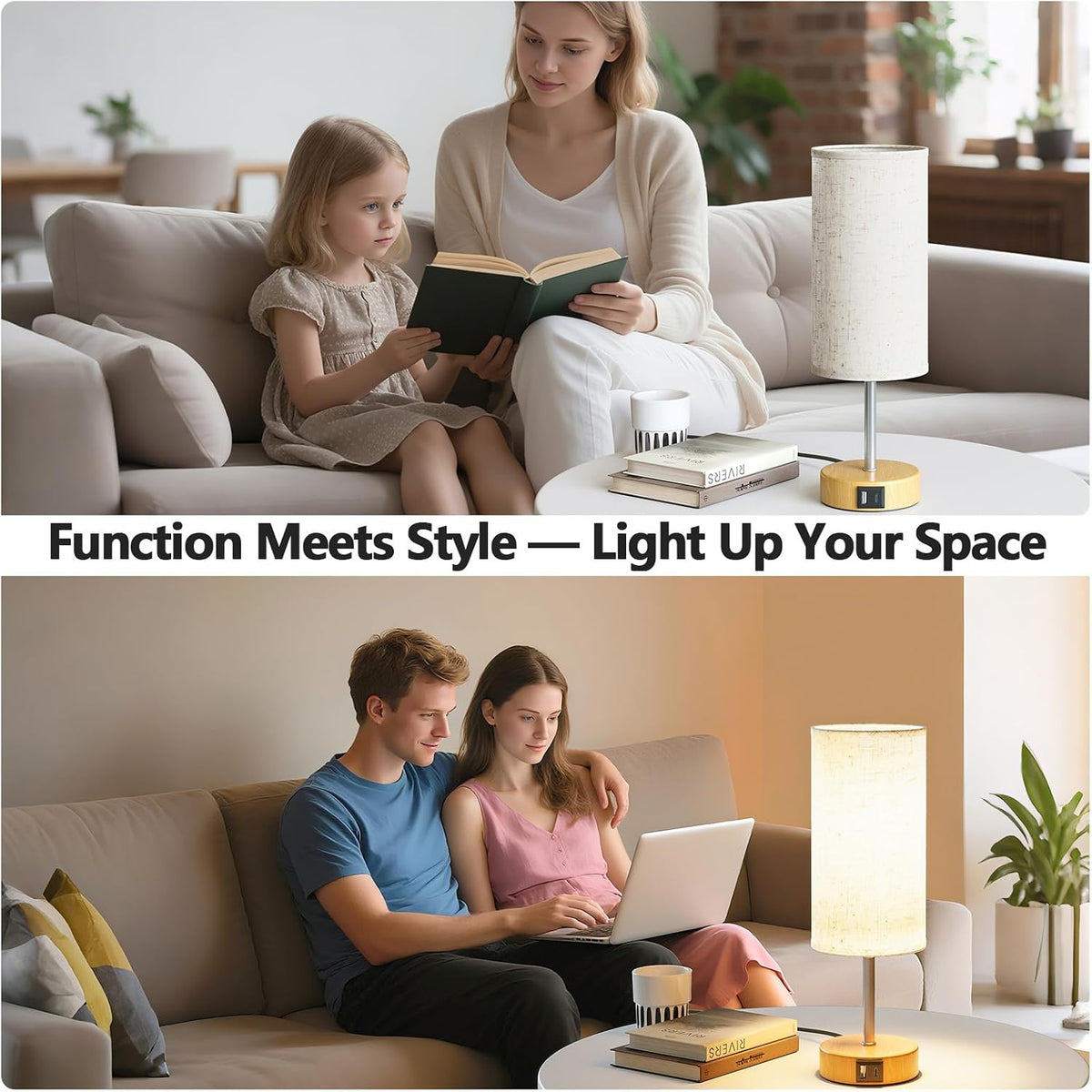 Bedside Lamp, Touch Table Lamp for Bedroom, Living Room & Office
