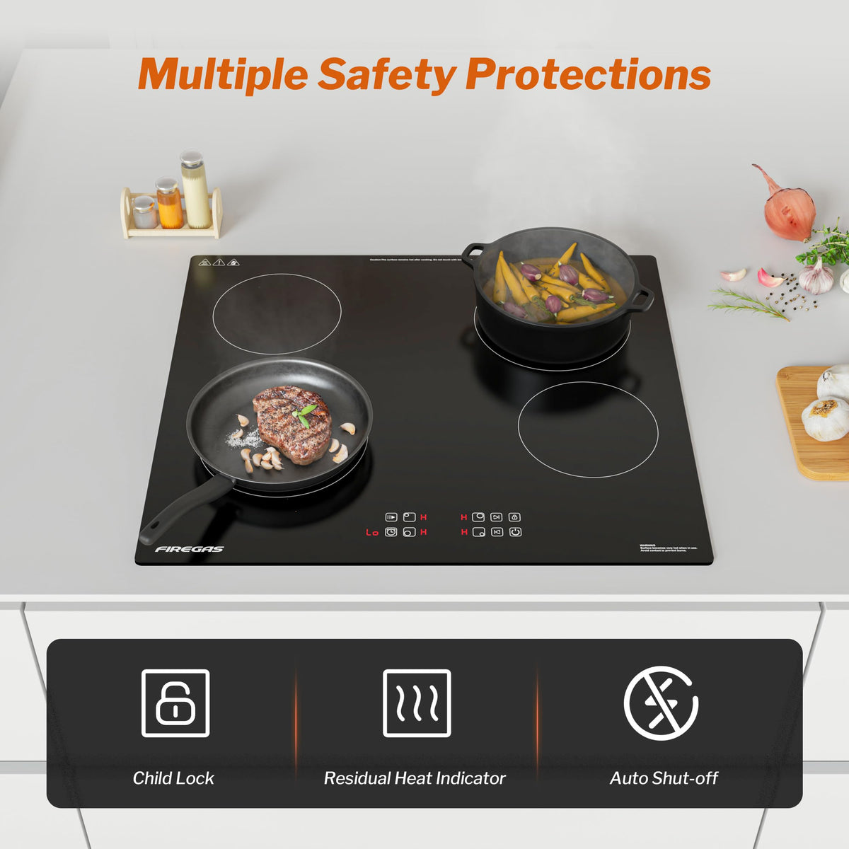FIREGAS 2 Burner Ceramic Hob,Electric Hob with UK Plug,Built-in & Tabletop