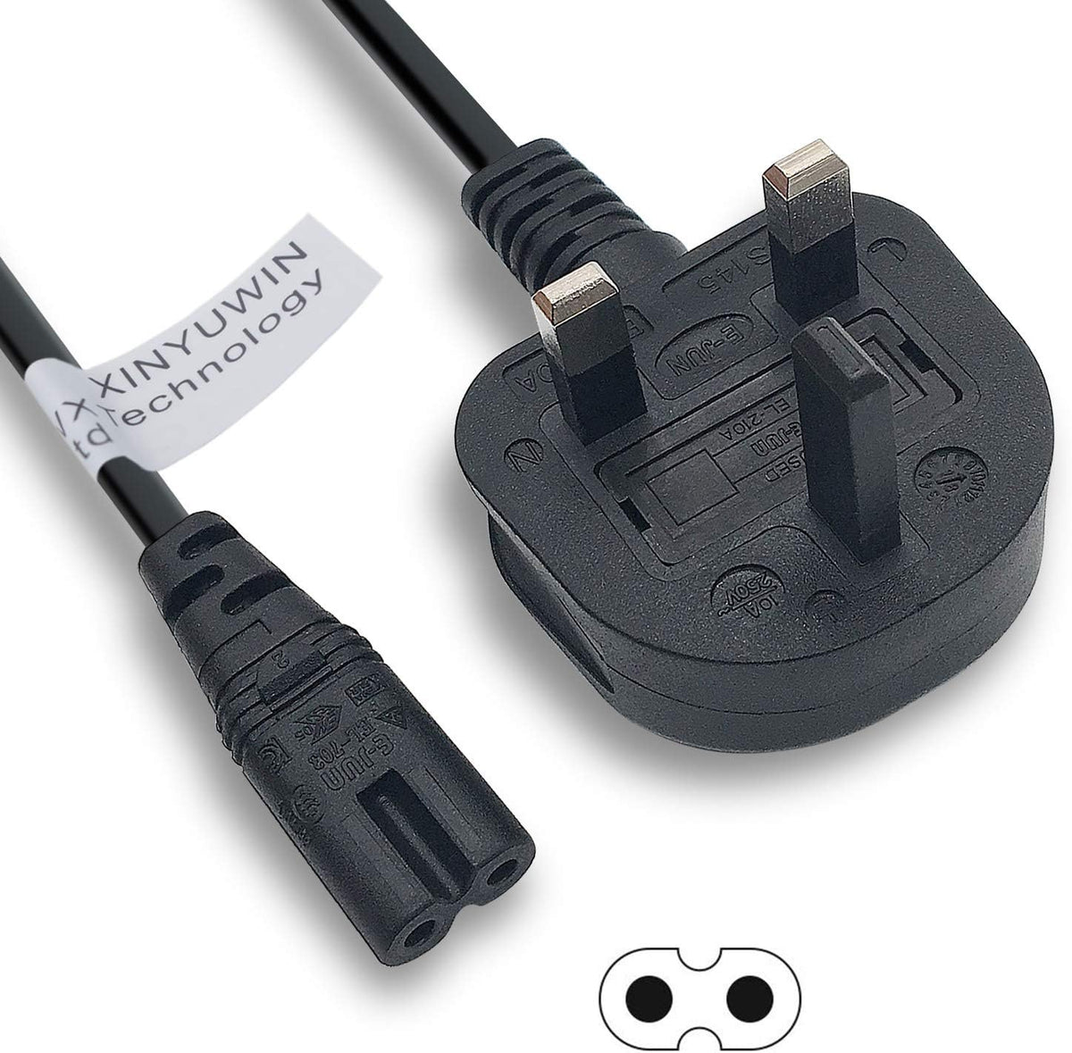 2 Pin Mains Power Lead Figure 8 IEC C7 Cable Compatible With Xbox One S Slim Game Console, Xbox One X, Sony PS2 PS3 PS4 (Slim Edition), PSP, PSV, HP/Samsung/Sony/Acer/Asus/Lenovo/MSI Laptop