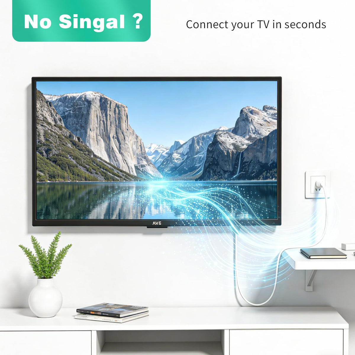 Ancable TV Aerial Cable with Coaxial Adapter 1M Black TV Ariel Lead