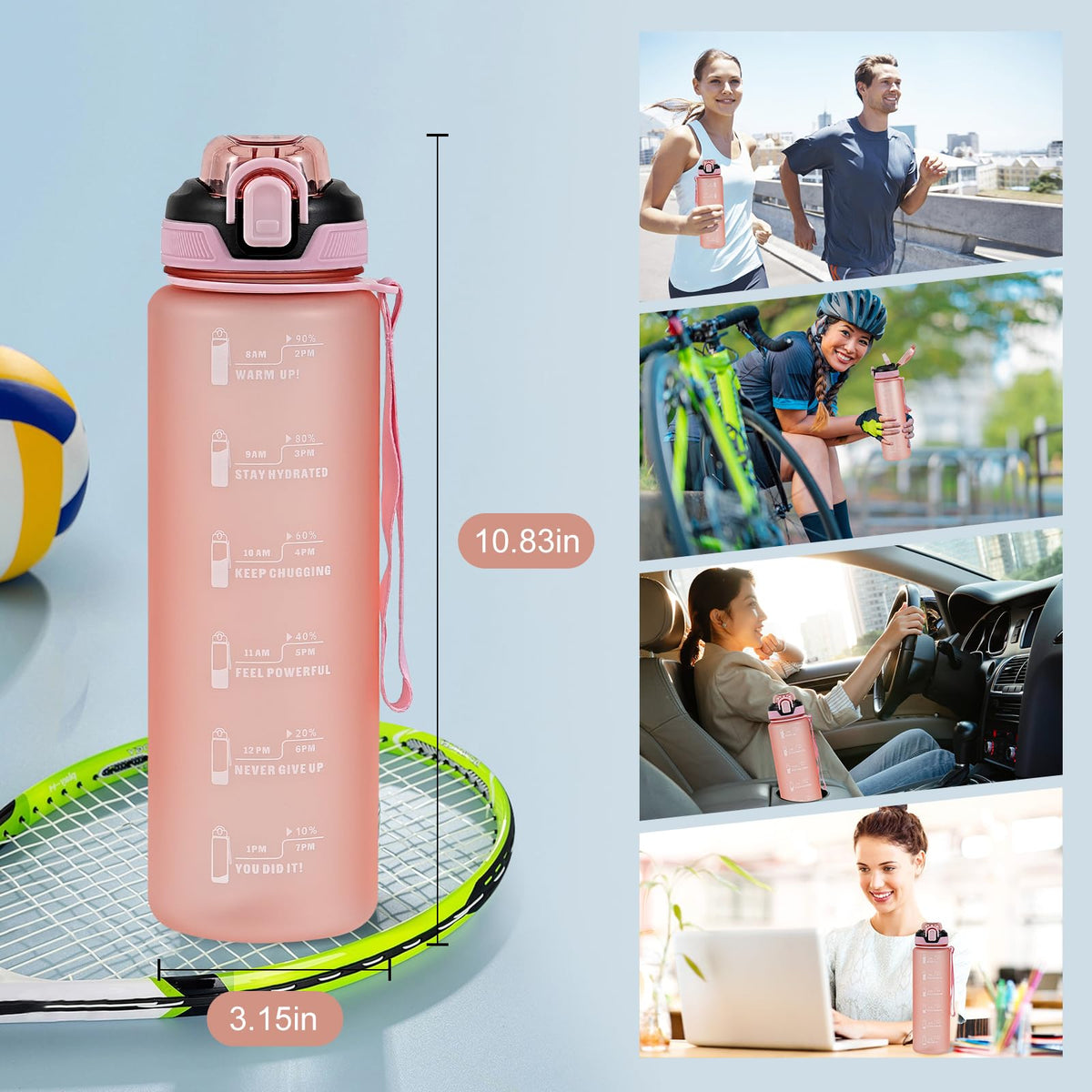 SEASEVEN Flat Water Bottle 750ML for Gym,School Office(Flat Pink)