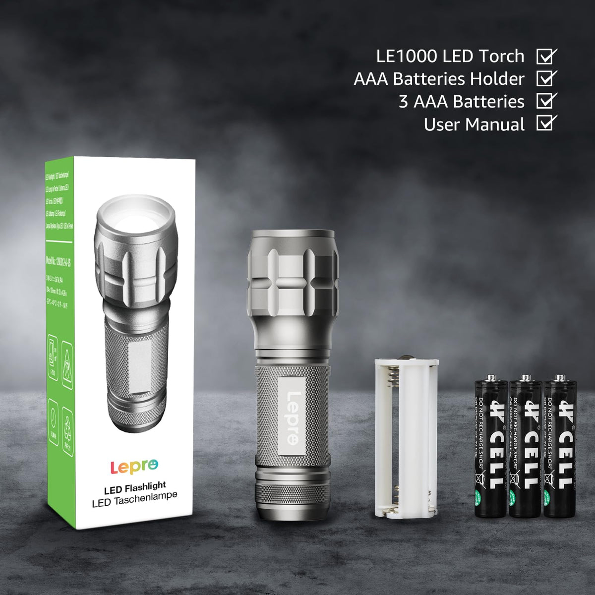 Lepro LE LED Torch Battery Powered, Camping Flashlight, Adjustable Focus