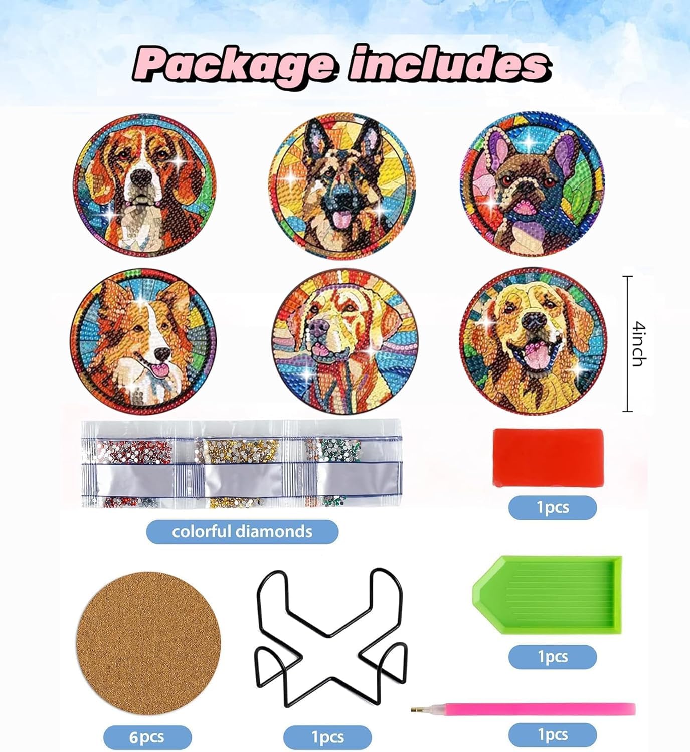 8 Pcs Flowers Diamond Art Coasters Kits for Adults Begainners,Full Drill Diamond Painting Coasters Kit with Holder,DIY Gem Painting Craft Kits for Adults Supplies Gift (Flowers).