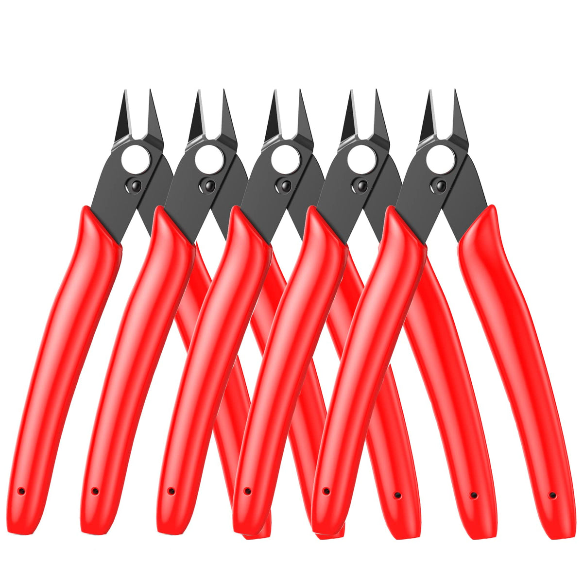 BOENFU Flush Cutter Small Wire Cutters Cable Tie Cutter 10 Pack 5 Inch Precision Wire Clippers Hobby Snips Side Cutting Pliers for Jewelry Making, Electronics, Black