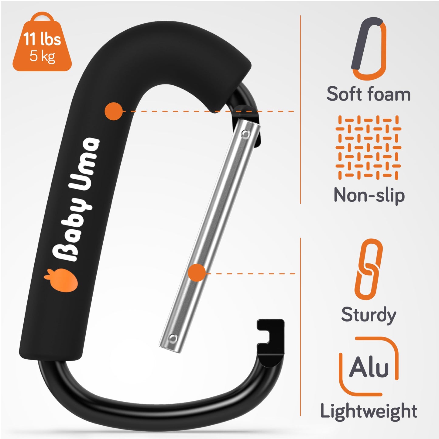 Baby Uma Buggy Clips - 2022 Double-Platinum Winning Pram Clips, Universal Pram Accessories, 5 kg Weight Capacity & Non-Slip, Baby Travel Essentials