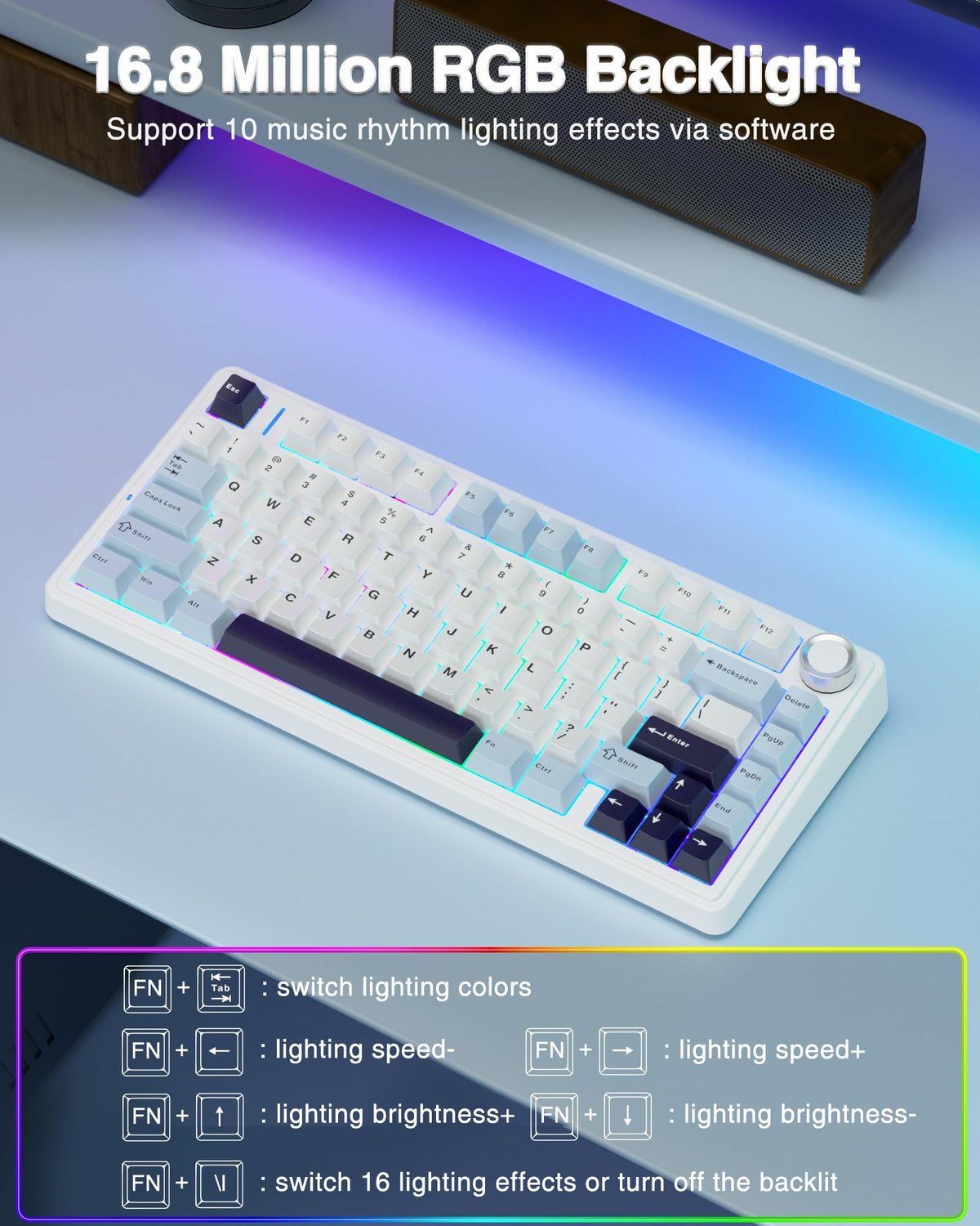 AULA F75 75% Wireless Mechanical Keyboard,2.4Ghz/Type-C/BT5.0 Gaming Keyboards,Advanced Structure,RGB Backlight,Hot Swappable Custom Keyboard for PC/Mac (Cool Black)