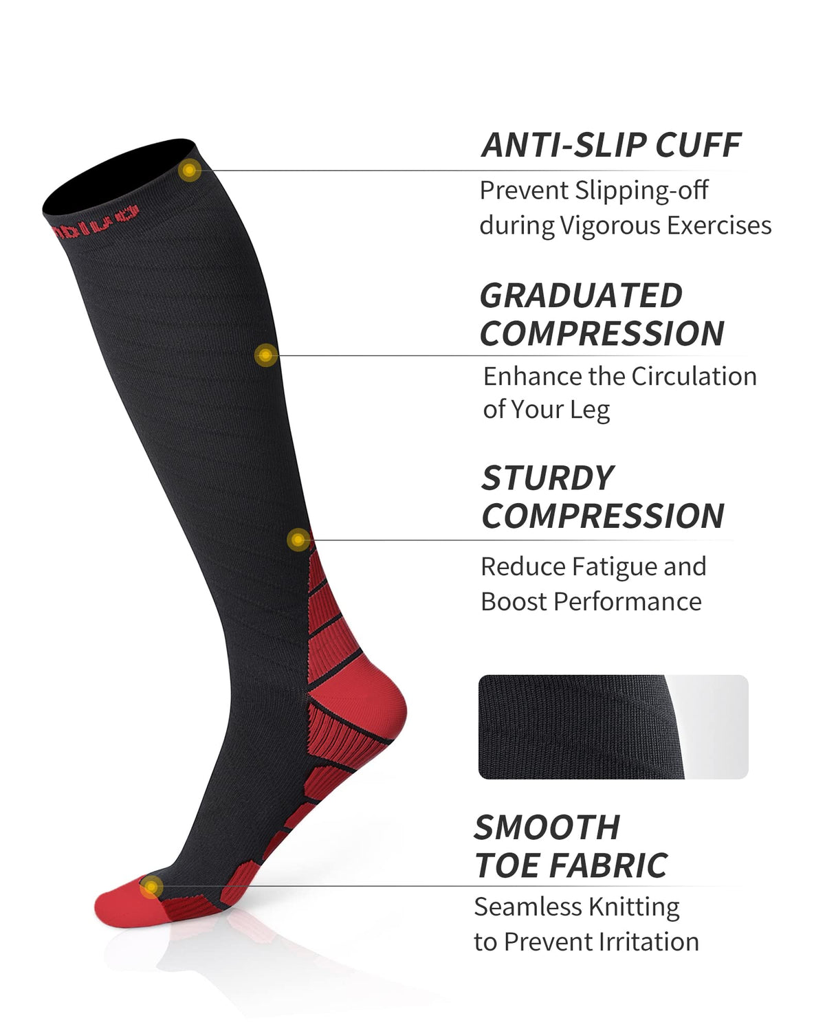 CAMBIVO Compression Socks for Women & Men 2 Pairs, Travel Flight Socks
