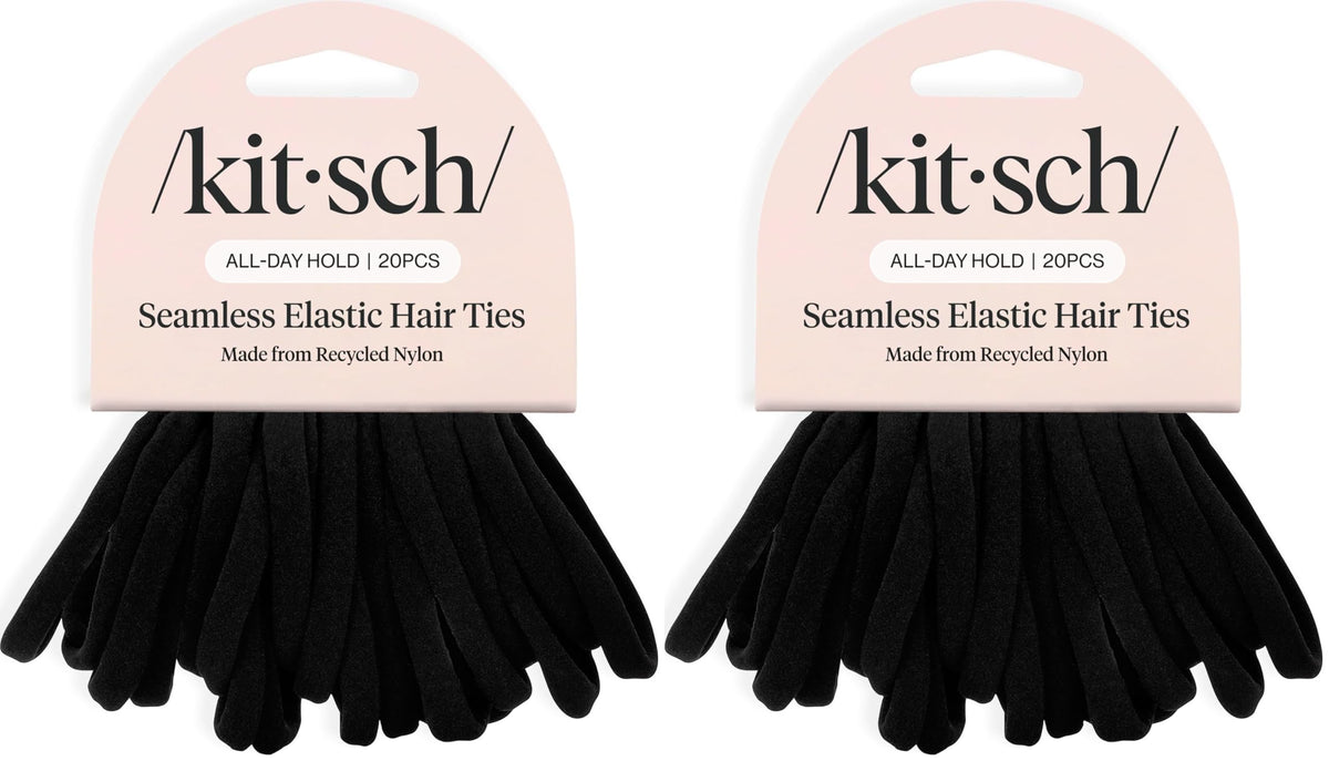 Kitsch Soft Nylon Hair Ties No Damage 6pcs - Black
