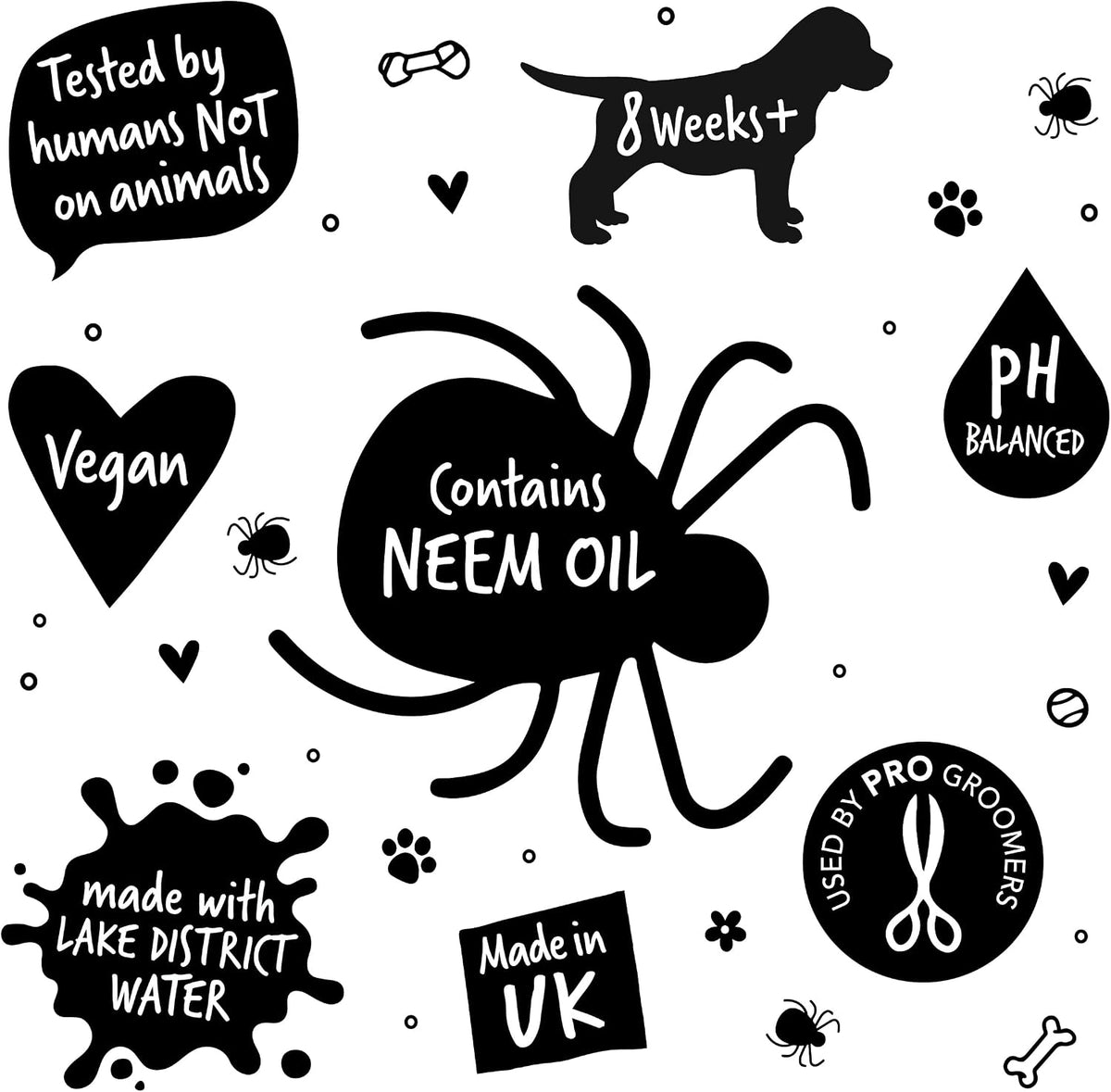Flea and Tick Dog Shampoo by Bugalugs, Works on Smelly Puppies & Dogs, Contains Neem Oil PH Balanced Vegan Used by Professional Groom