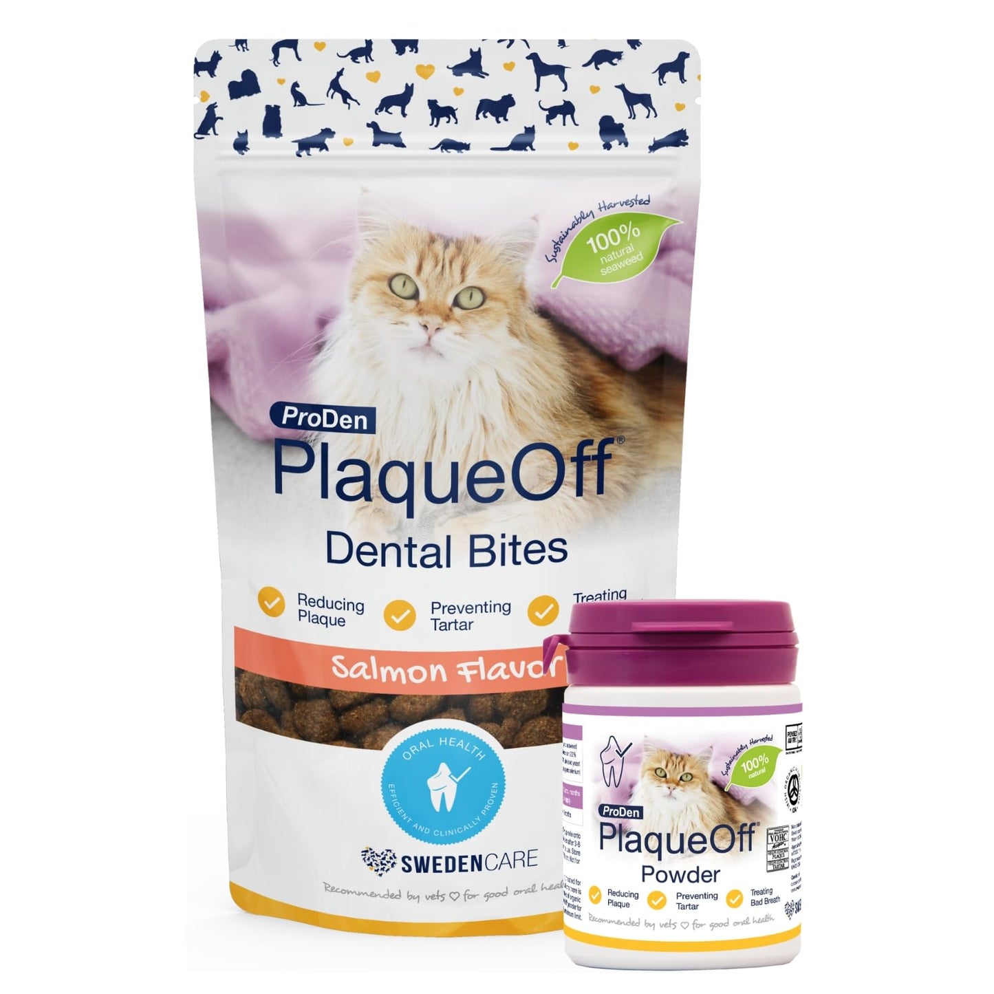 ProDen PlaqueOff 40g Powder for Cats, 100% Natural Tooth Care Powder, Protects Against Bad Breath, Helps with Tartar and Plaque
