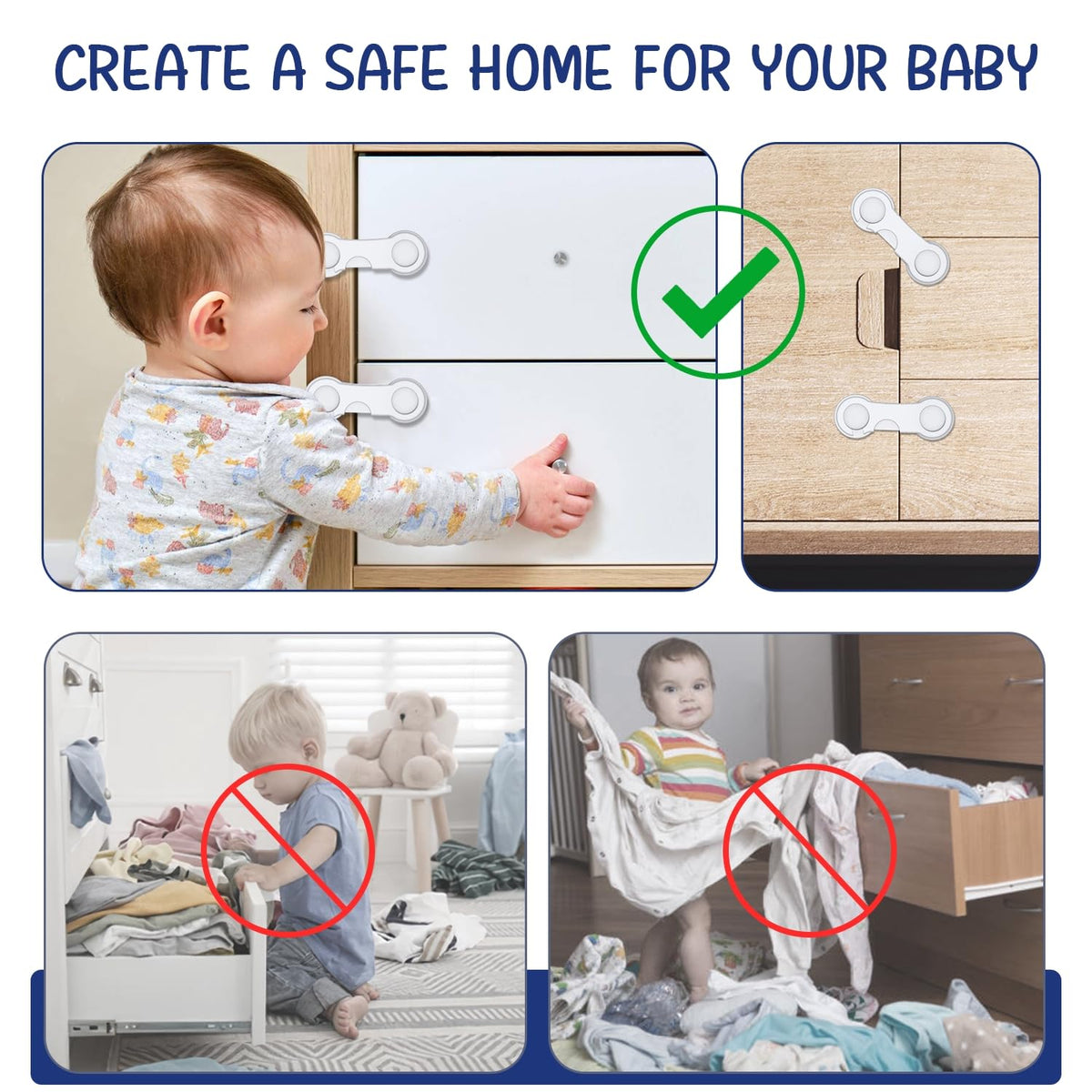 Cupboard Locks for Children 12 Pack - White
