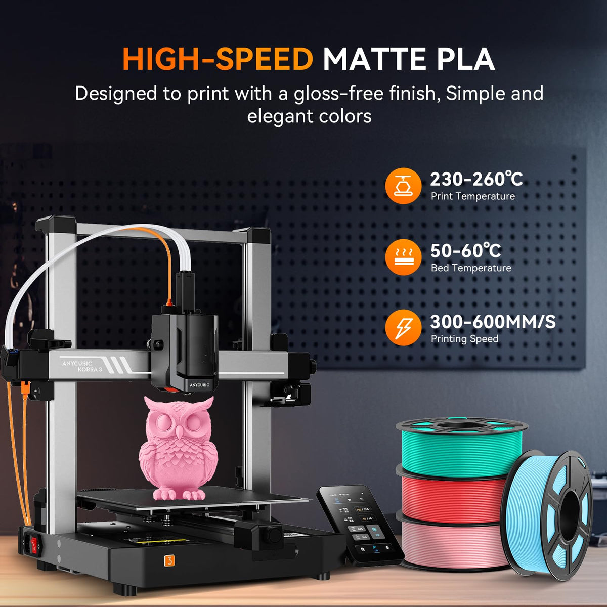 TECBEARS Matte PLA Filament 1.75mm, 600mm/s Rapid Print, 1kg Sky Blue