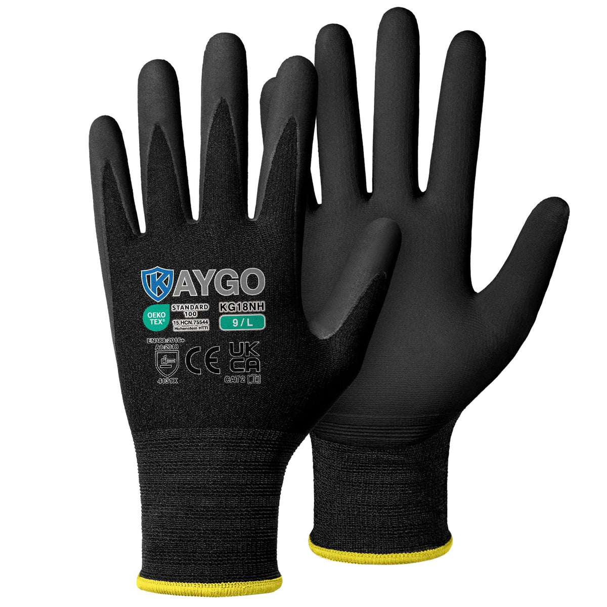 KAYGO Safety Work Gloves MicroFoam Nitrile Coated 12 Pairs, KG18NB
